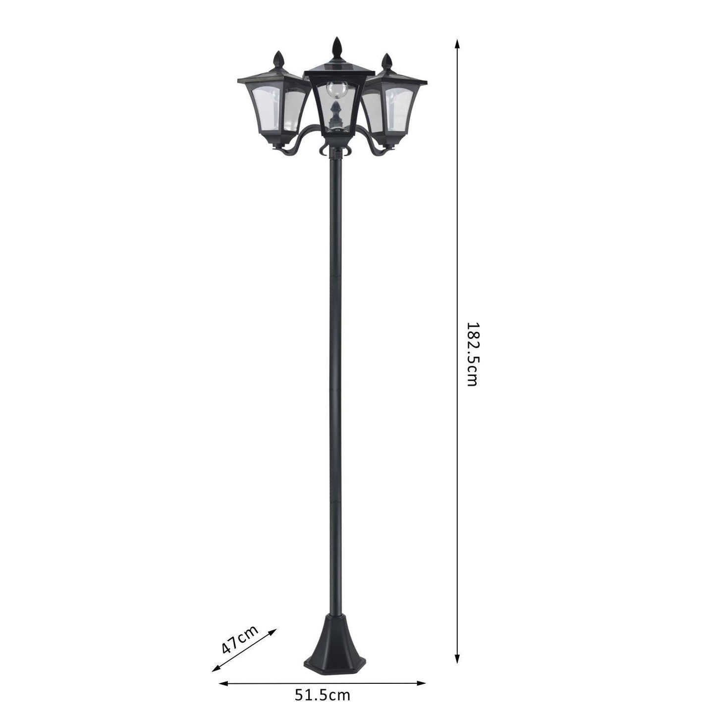 Outsunny Solar Lamp Post – Weatherproof Black Design - ALL4U RETAILER LTD