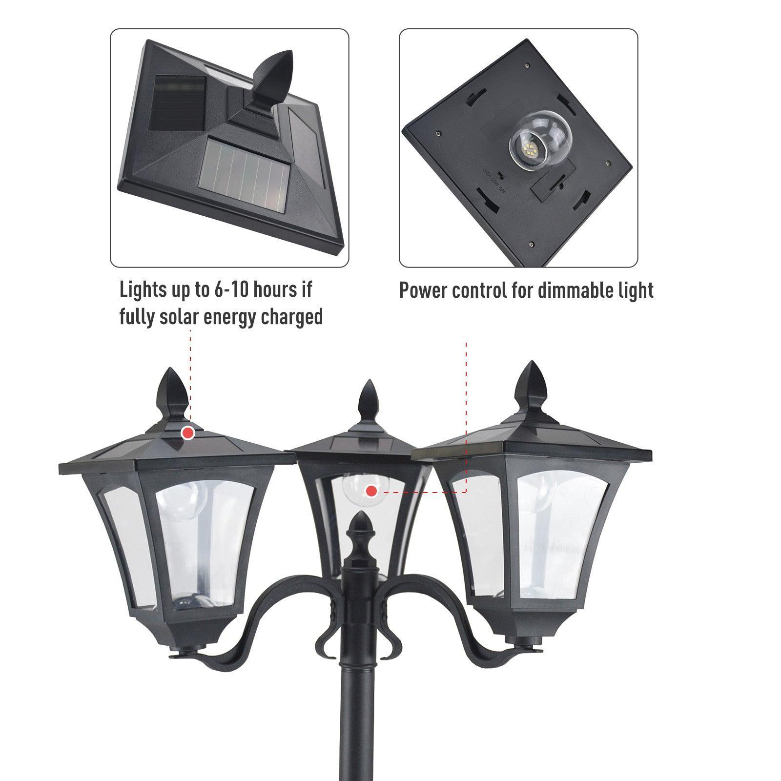 Outsunny Solar Lamp Post – Weatherproof Black Design - ALL4U RETAILER LTD