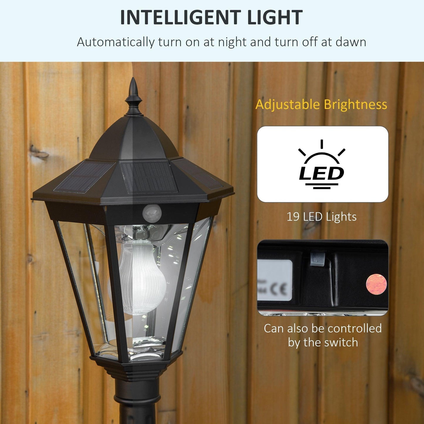 Outsunny Solar LED Lamp Post - Pathway & Patio Light - ALL4U RETAILER LTD