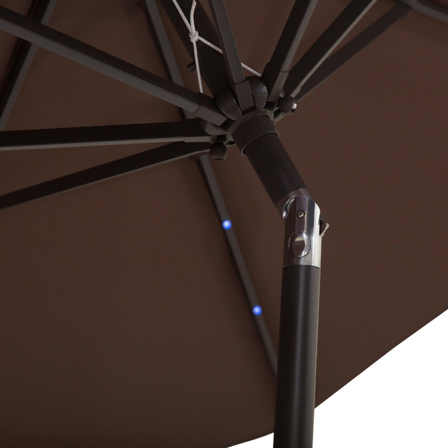 Outsunny Solar LED Umbrella - Brown/Coffee - ALL4U RETAILER LTD