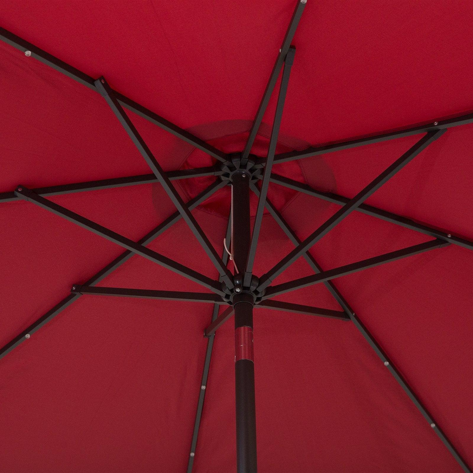 Outsunny Solar LED Umbrella - Wine Red - ALL4U RETAILER LTD