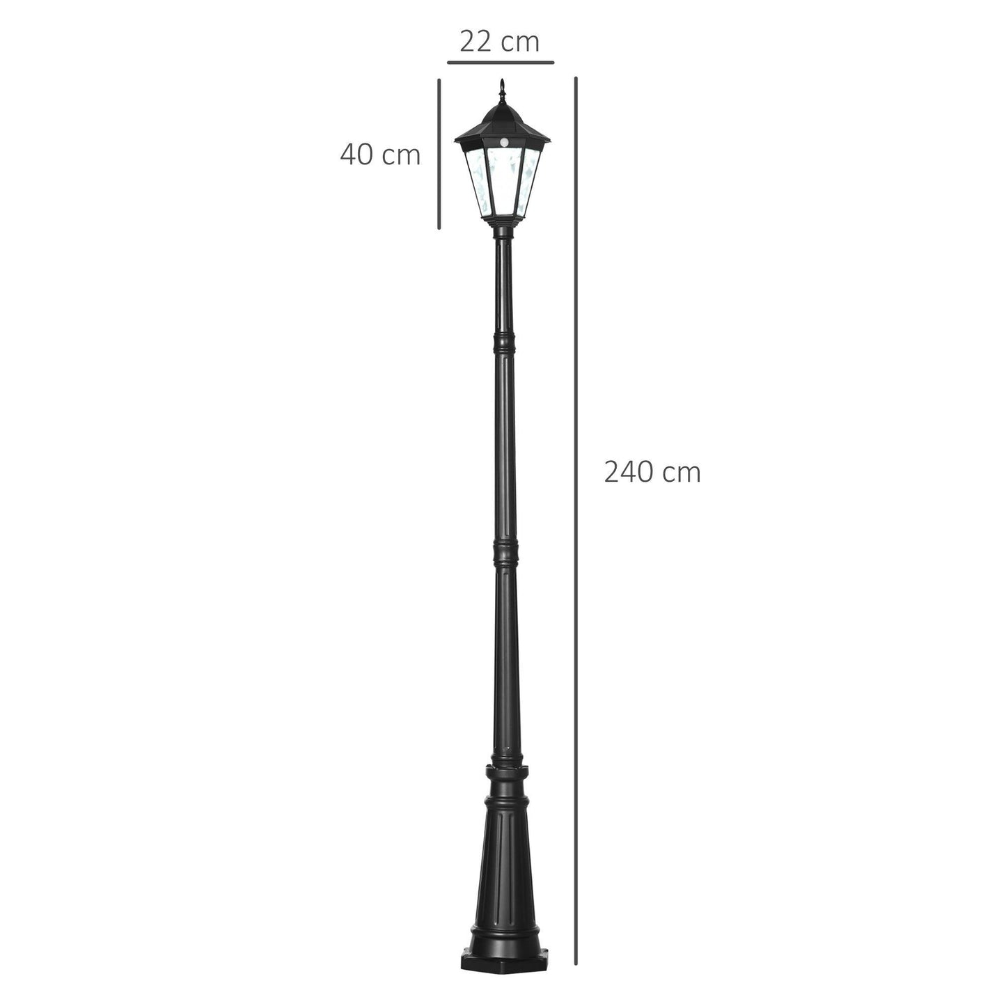 Outsunny Solar Path Light, PIR Motion Sensor, Aluminium Frame - ALL4U RETAILER LTD