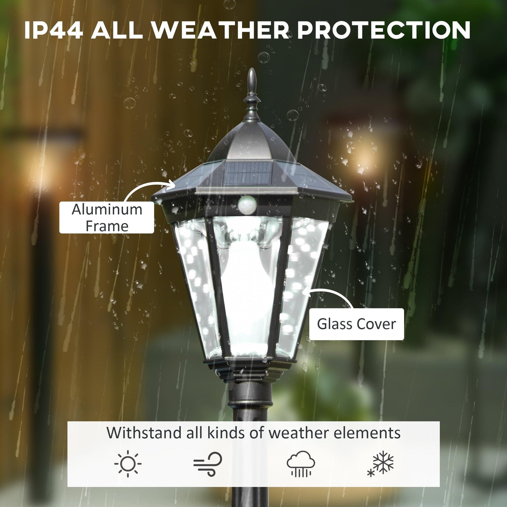 Outsunny Solar Path Light, PIR Motion Sensor, Aluminium Frame - ALL4U RETAILER LTD