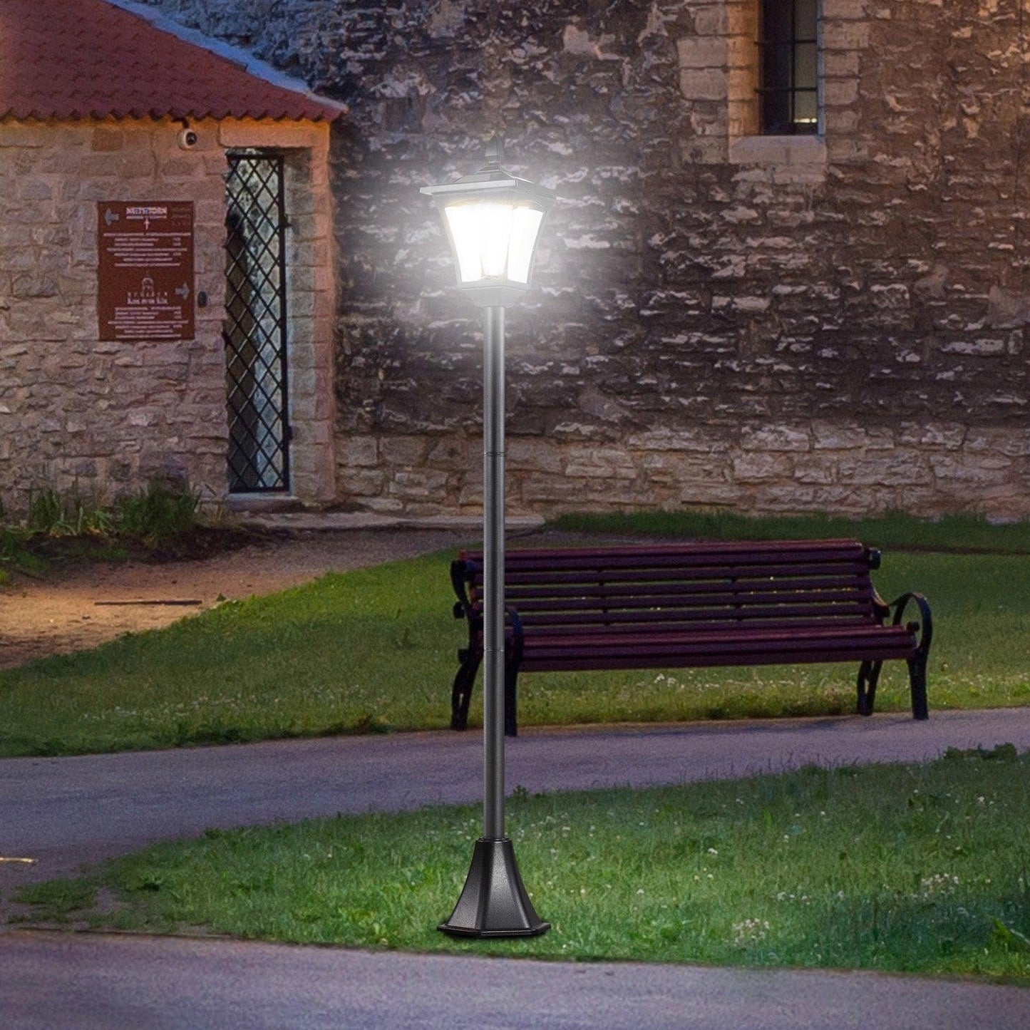 Outsunny Solar-Powered Lamp Post, IP44, 18x18x160 cm - ALL4U RETAILER LTD