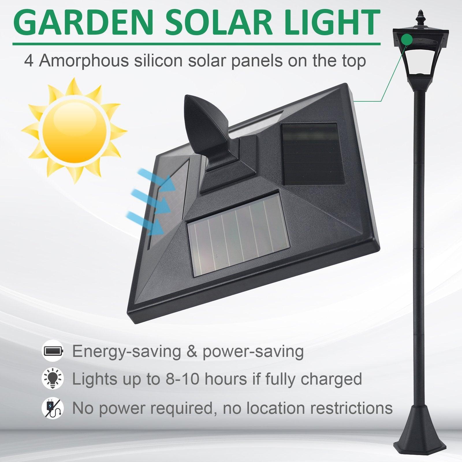 Outsunny Solar-Powered Lamp Post, IP44, 18x18x160 cm - ALL4U RETAILER LTD