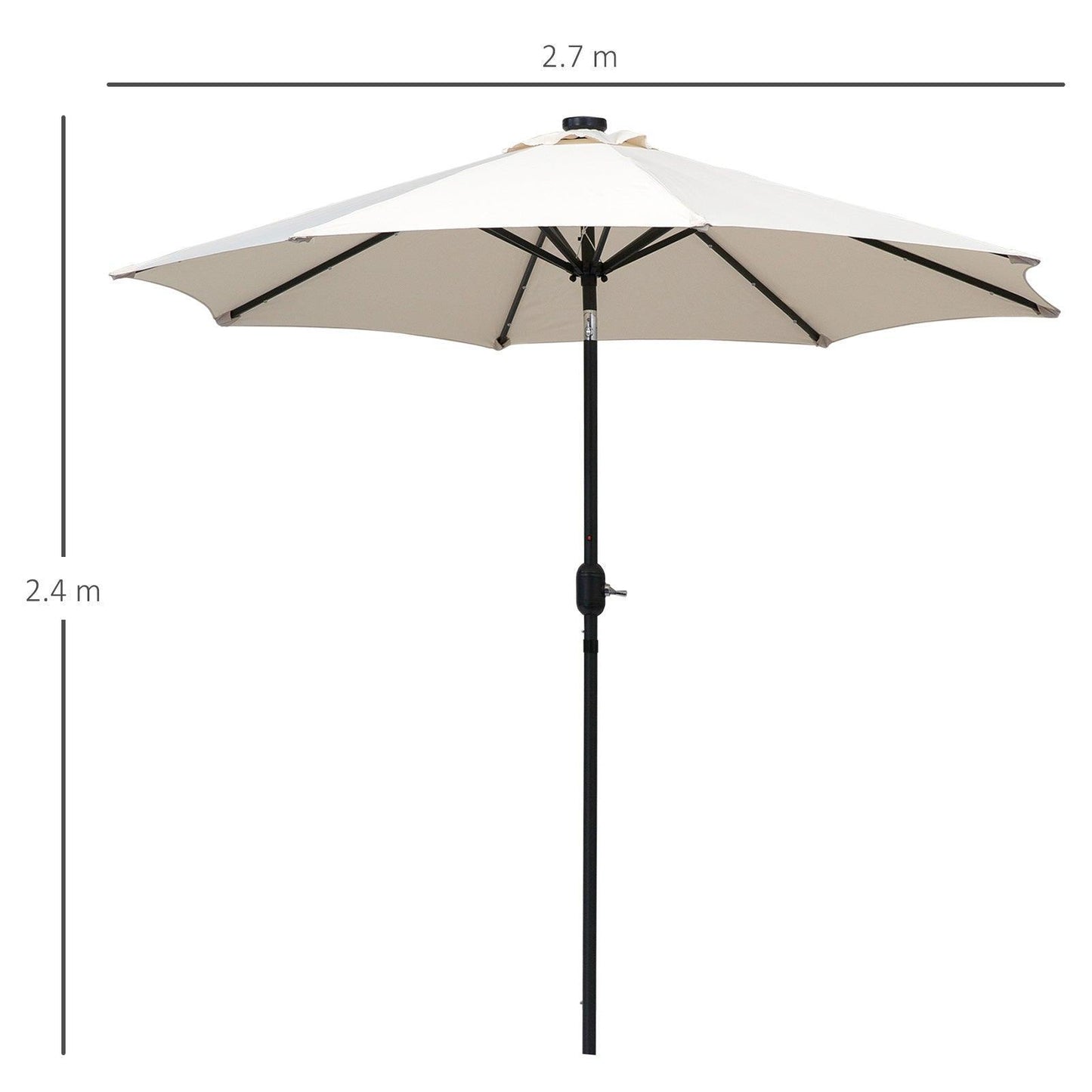 Outsunny Solar-Powered Parasol Umbrella – Cream - ALL4U RETAILER LTD