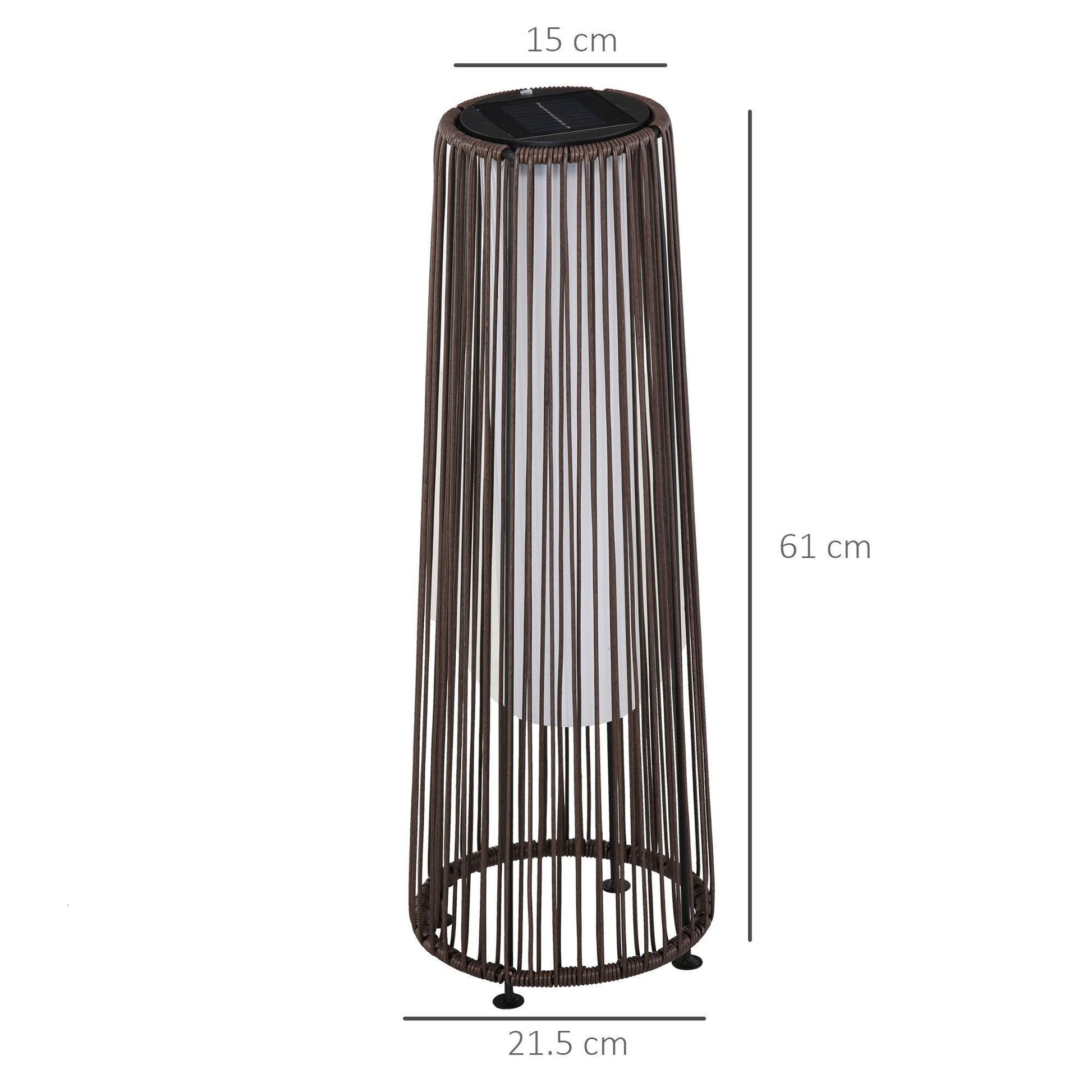 Outsunny Solar Wicker Lantern - Brown - ALL4U RETAILER LTD