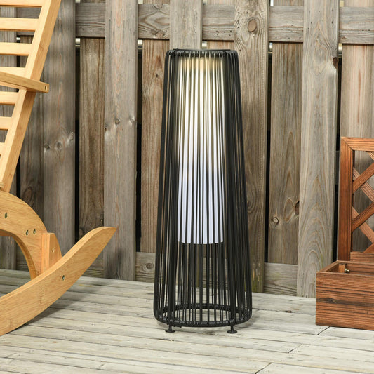Outsunny Solar Wicker Lantern Outdoor Lights - Black - ALL4U RETAILER LTD