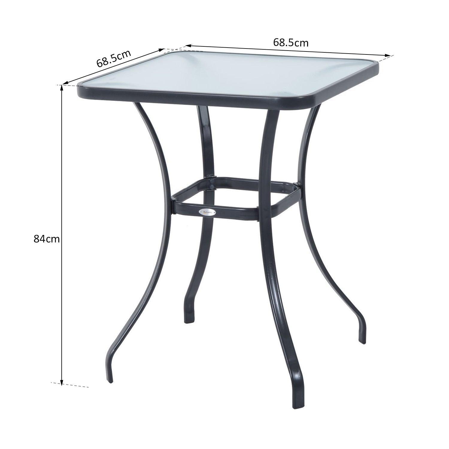 Outsunny Square Glass Metal Garden Table: Stylish Outdoor Furniture - ALL4U RETAILER LTD