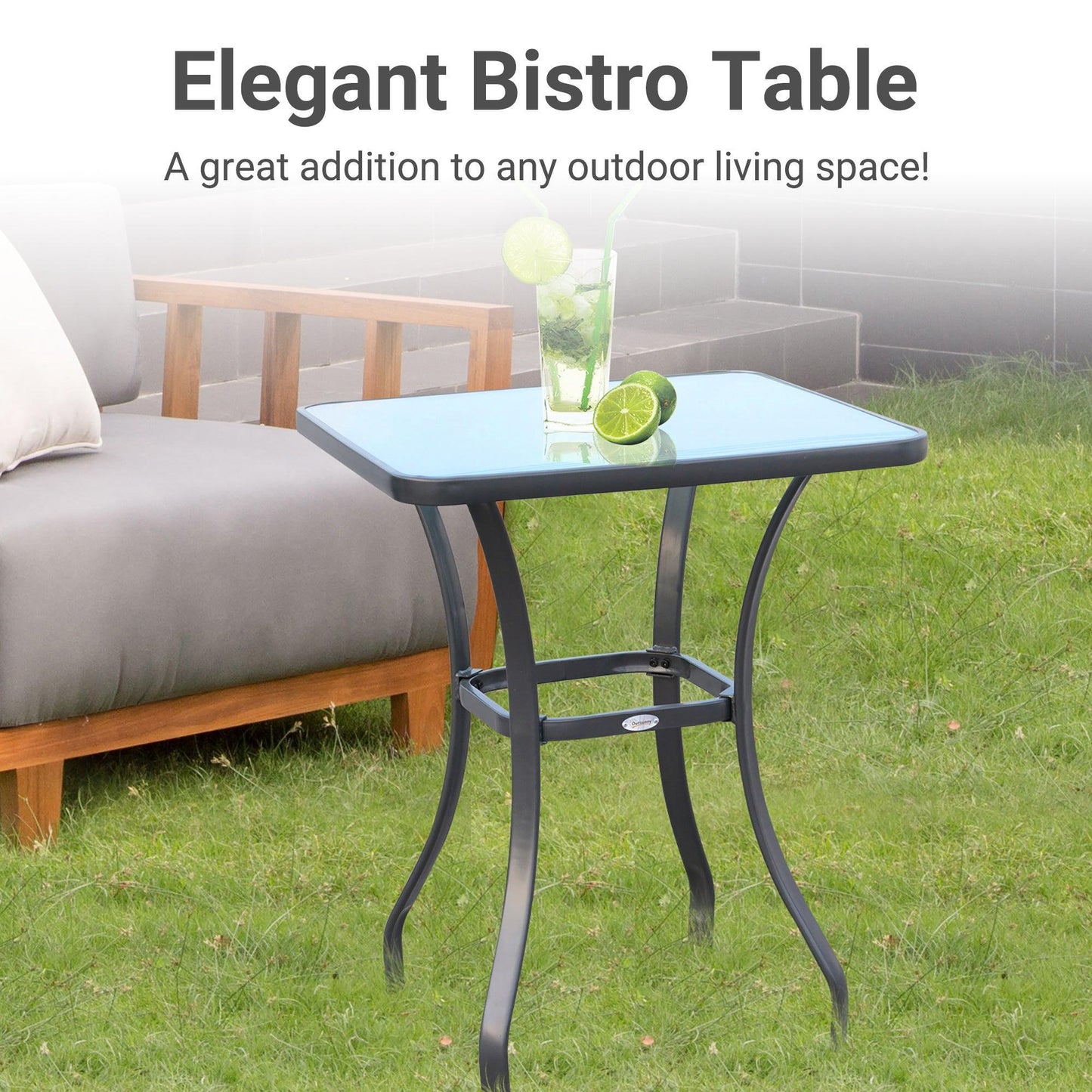 Outsunny Square Glass Metal Garden Table: Stylish Outdoor Furniture - ALL4U RETAILER LTD