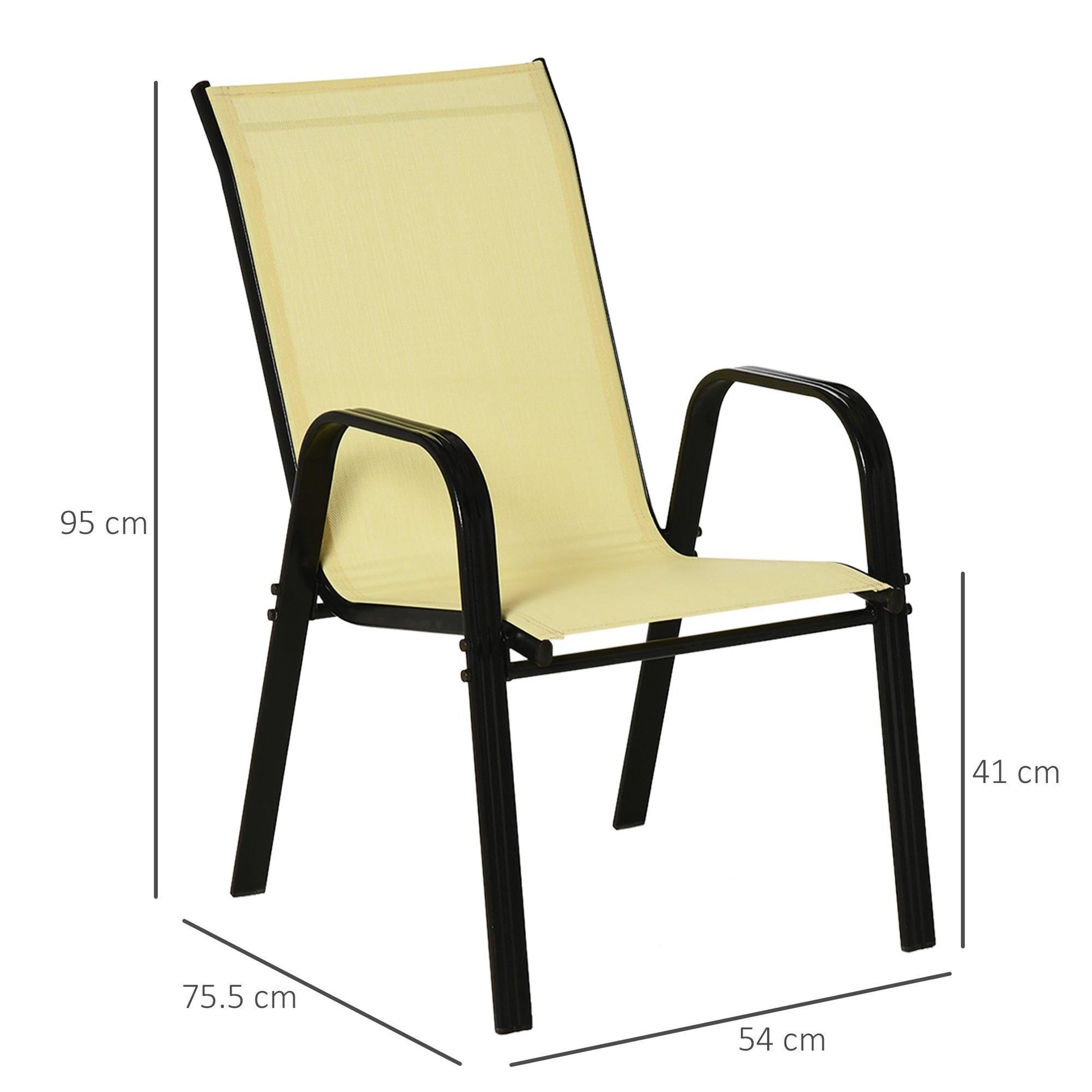 Outsunny Stackable Garden Dining Chairs, Beige - Set of 4 - ALL4U RETAILER LTD