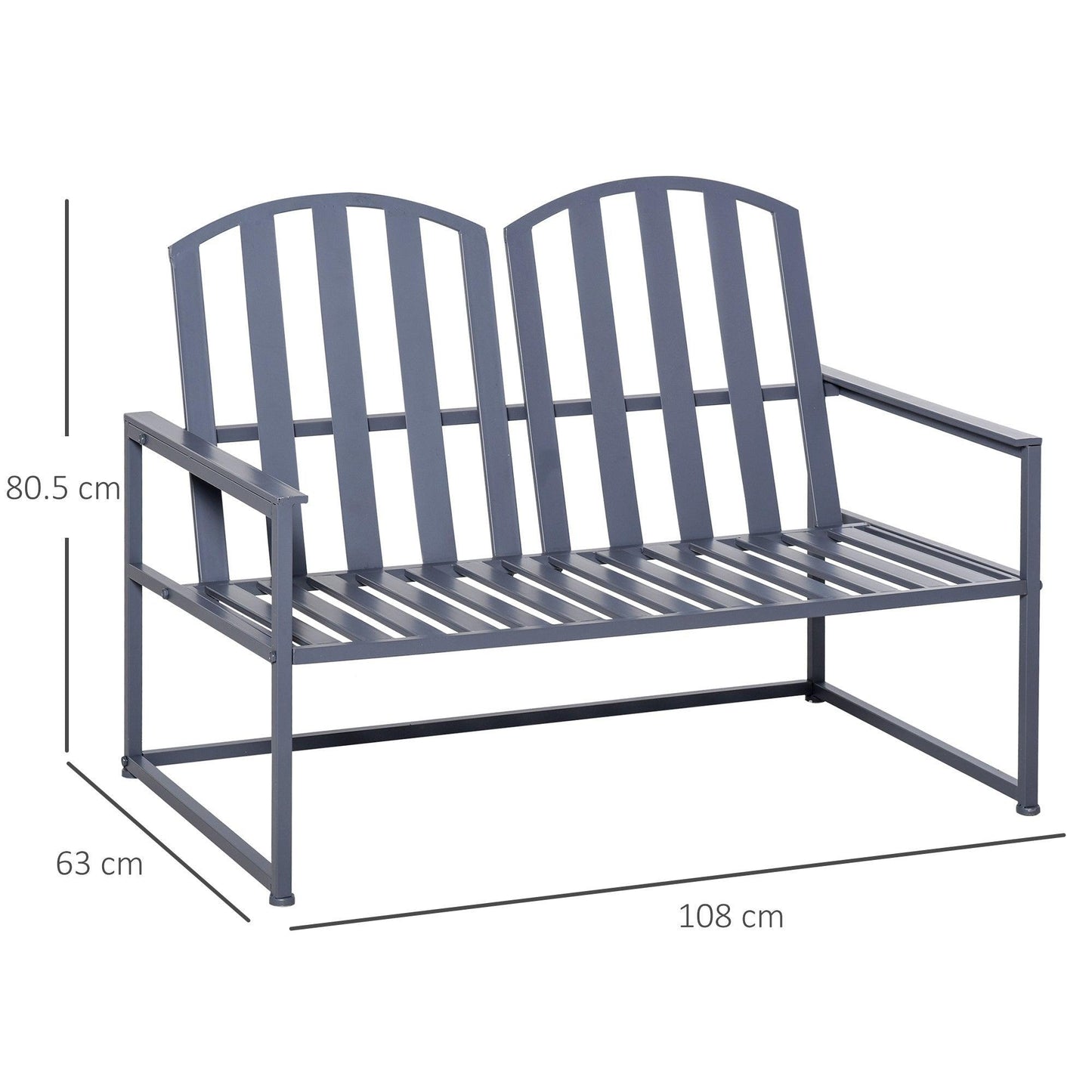 Outsunny Steel Frame Garden Bench Outdoor Loveseat - ALL4U RETAILER LTD