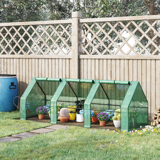 Outsunny Steel Frame Poly Tunnel Steeple Greenhouse in Green - ALL4U RETAILER LTD