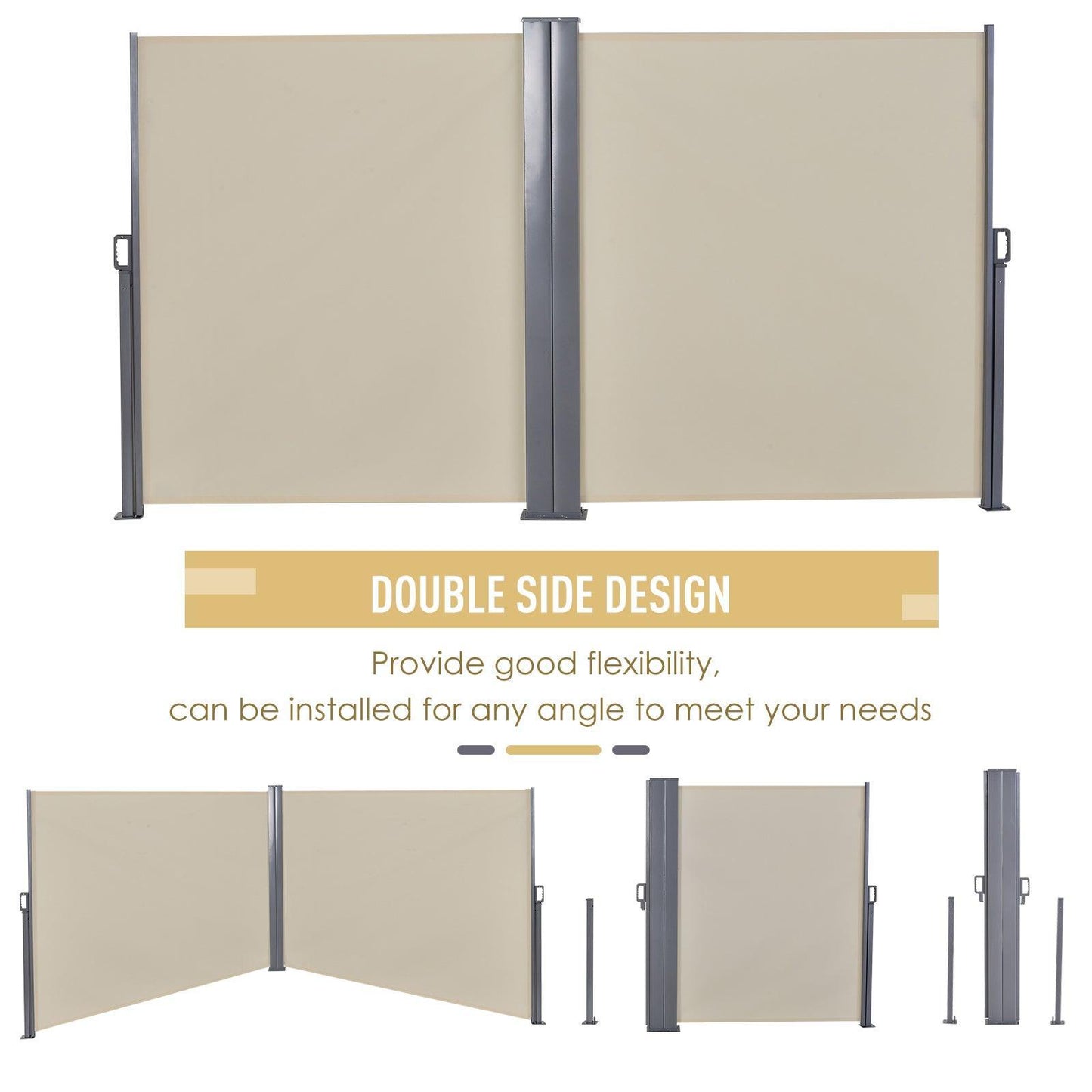 Outsunny Double-Sided Beige Retractable Awning - ALL4U RETAILER LTD