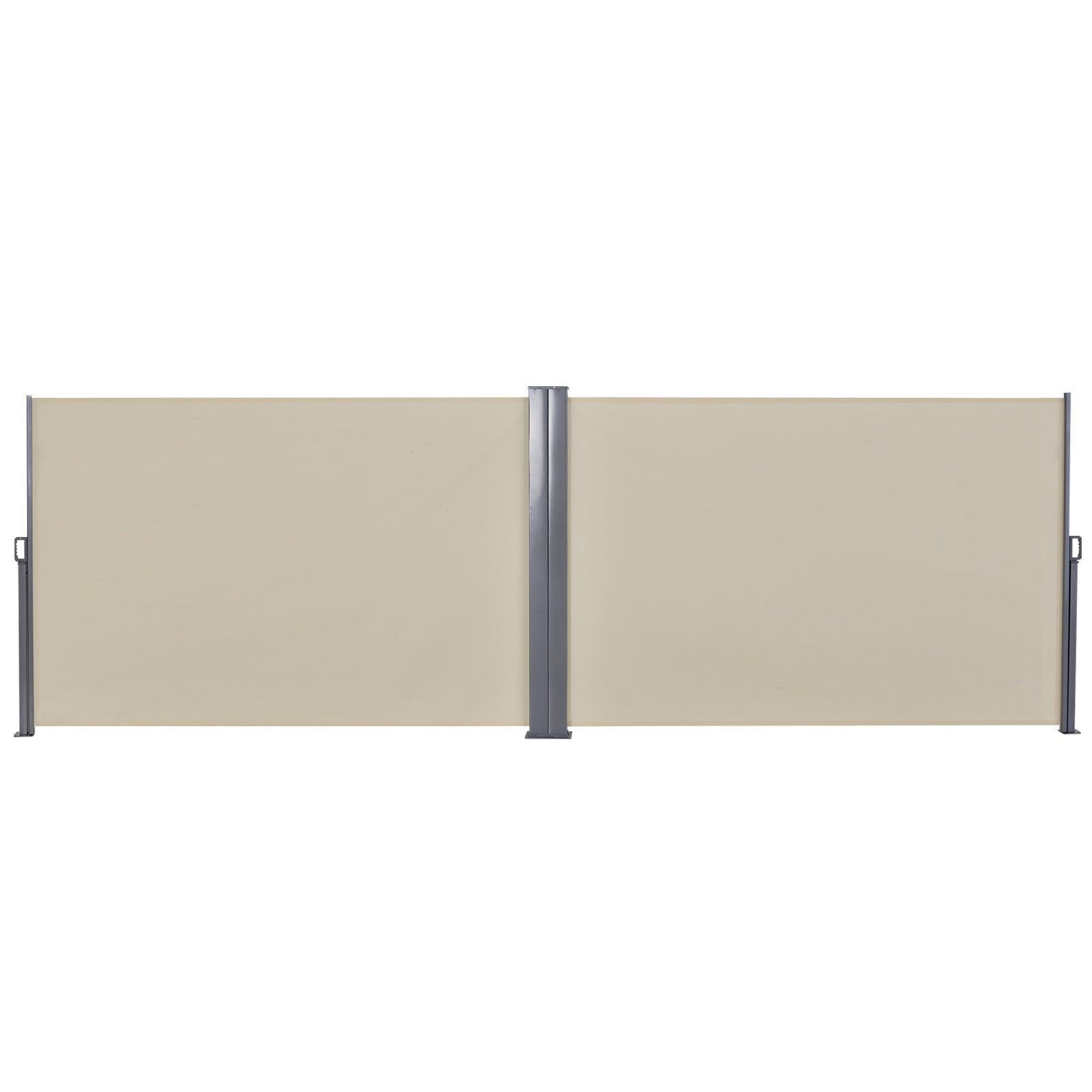 Outsunny Double-Sided Beige Retractable Awning - ALL4U RETAILER LTD