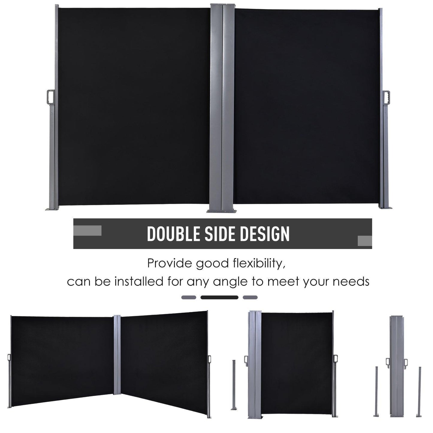 Outsunny Retractable Double-Sided Awning - Black - ALL4U RETAILER LTD