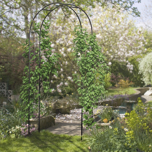 Outsunny Steel Garden Patio Arbor Trellis - Black, 2.3Hm - ALL4U RETAILER LTD