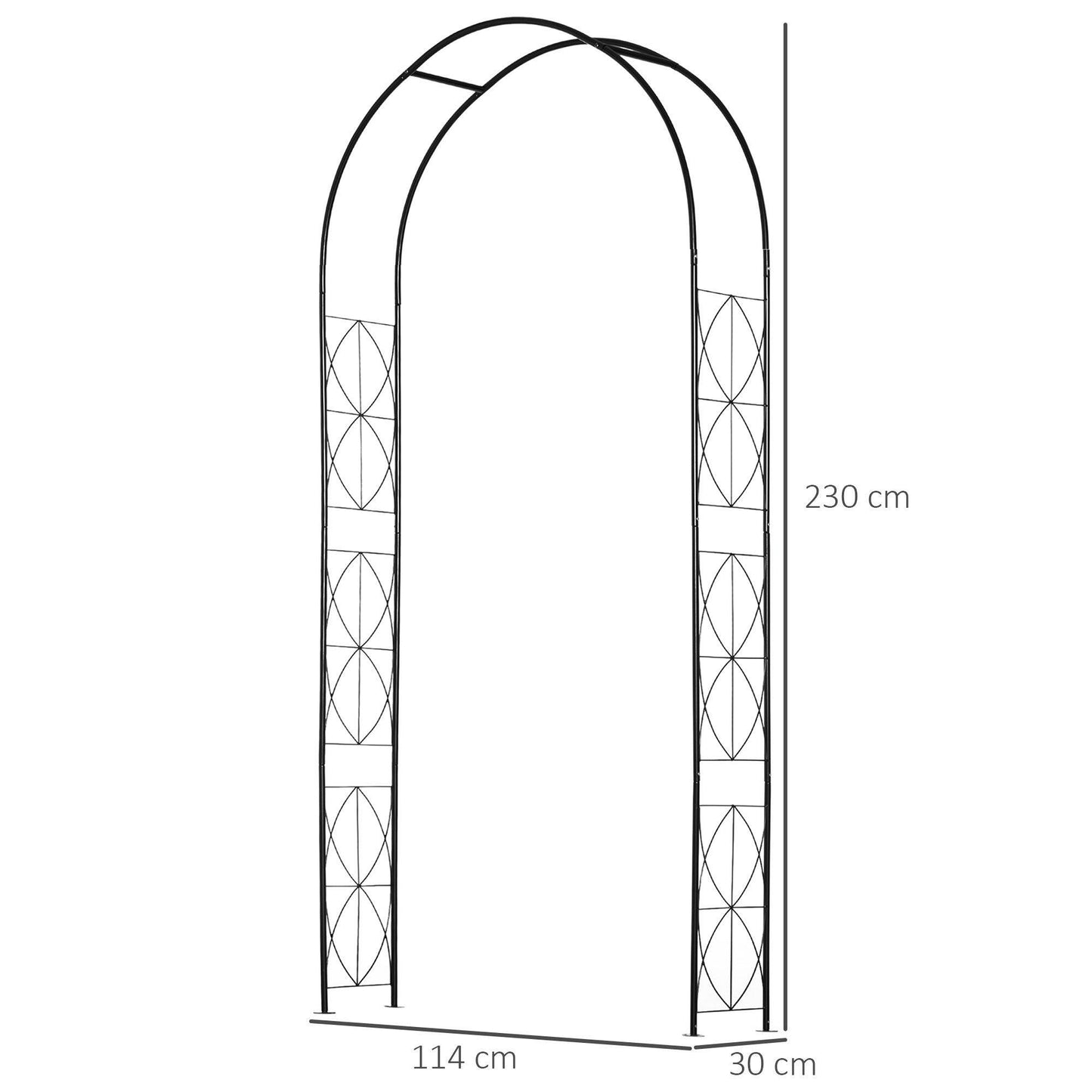 Outsunny Steel Garden Patio Arbor Trellis - Black, 2.3Hm - ALL4U RETAILER LTD