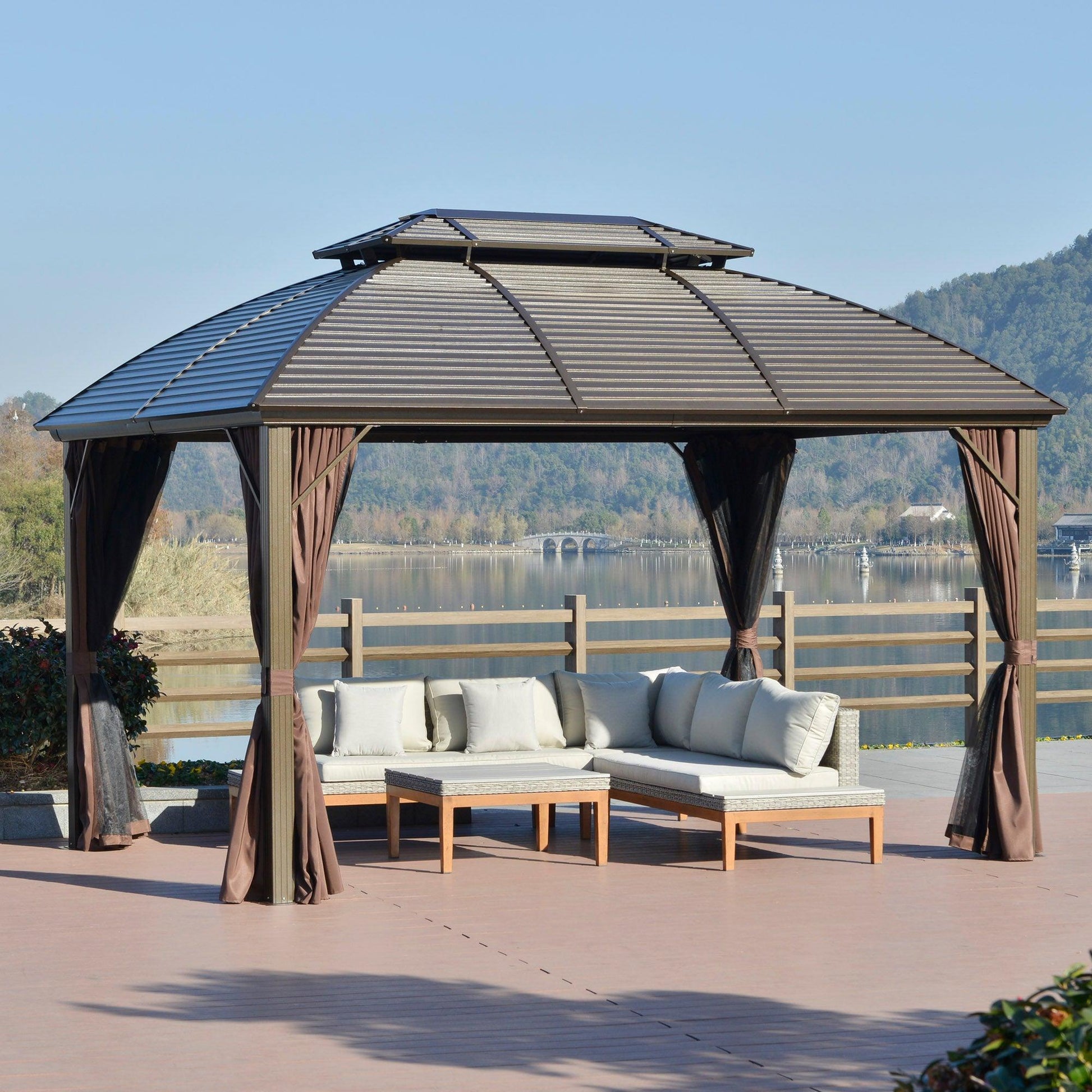 Outsunny Steel Gazebo Canopy 3.65 x 3m: Heavy Duty & Elegant - ALL4U RETAILER LTD