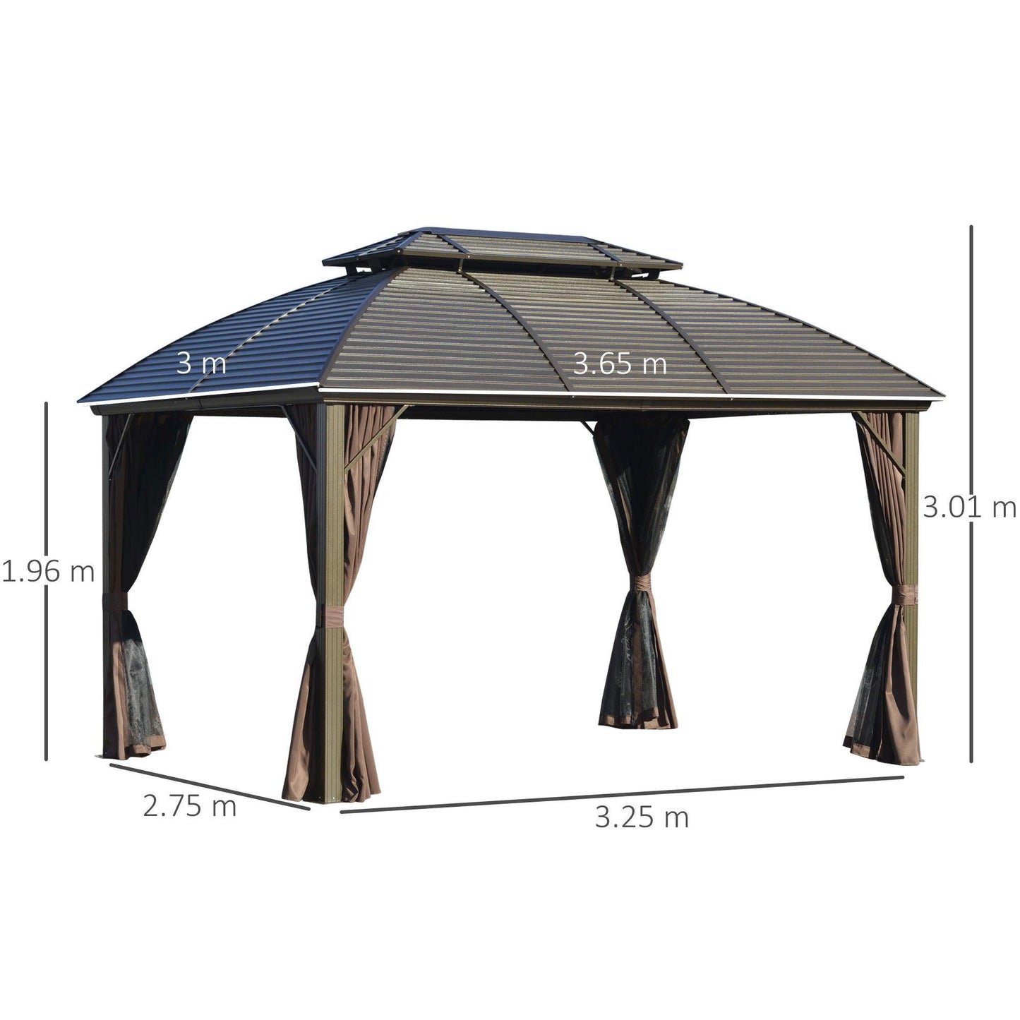 Outsunny Steel Gazebo Canopy 3.65 x 3m: Heavy Duty & Elegant - ALL4U RETAILER LTD