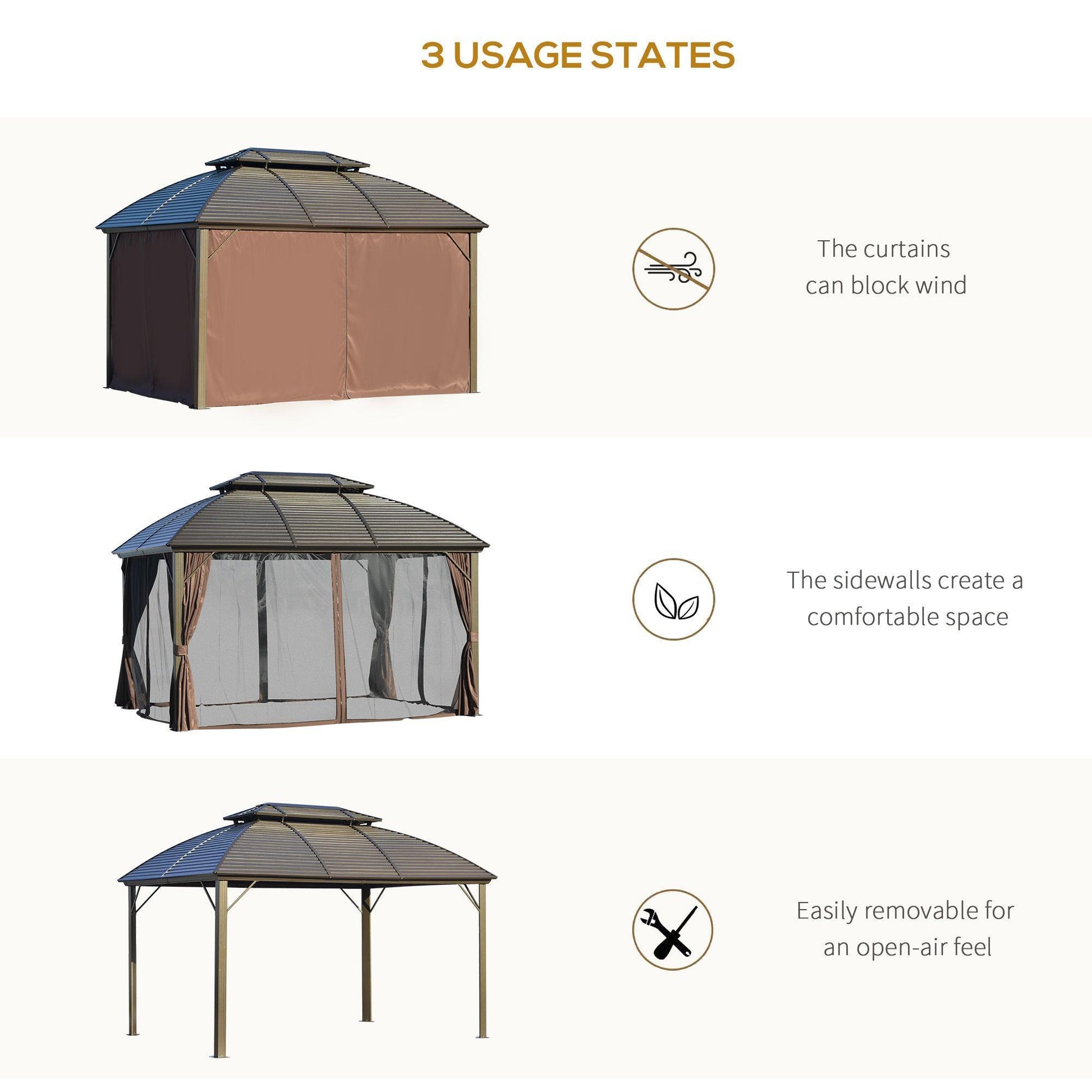 Outsunny Steel Gazebo Canopy 3.65 x 3m: Heavy Duty & Elegant - ALL4U RETAILER LTD