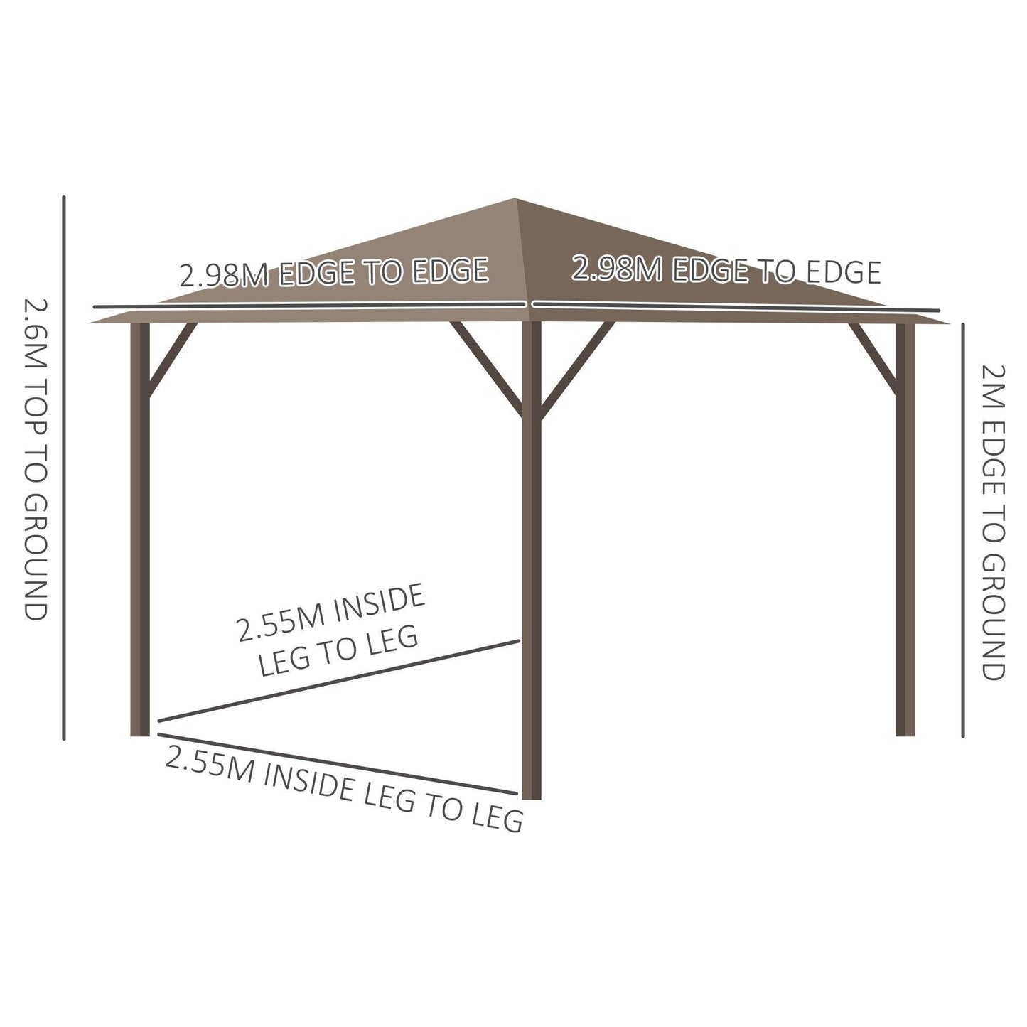 Outsunny Steel Hardtop Gazebo: Outdoor Sun Shelter with Curtain - ALL4U RETAILER LTD