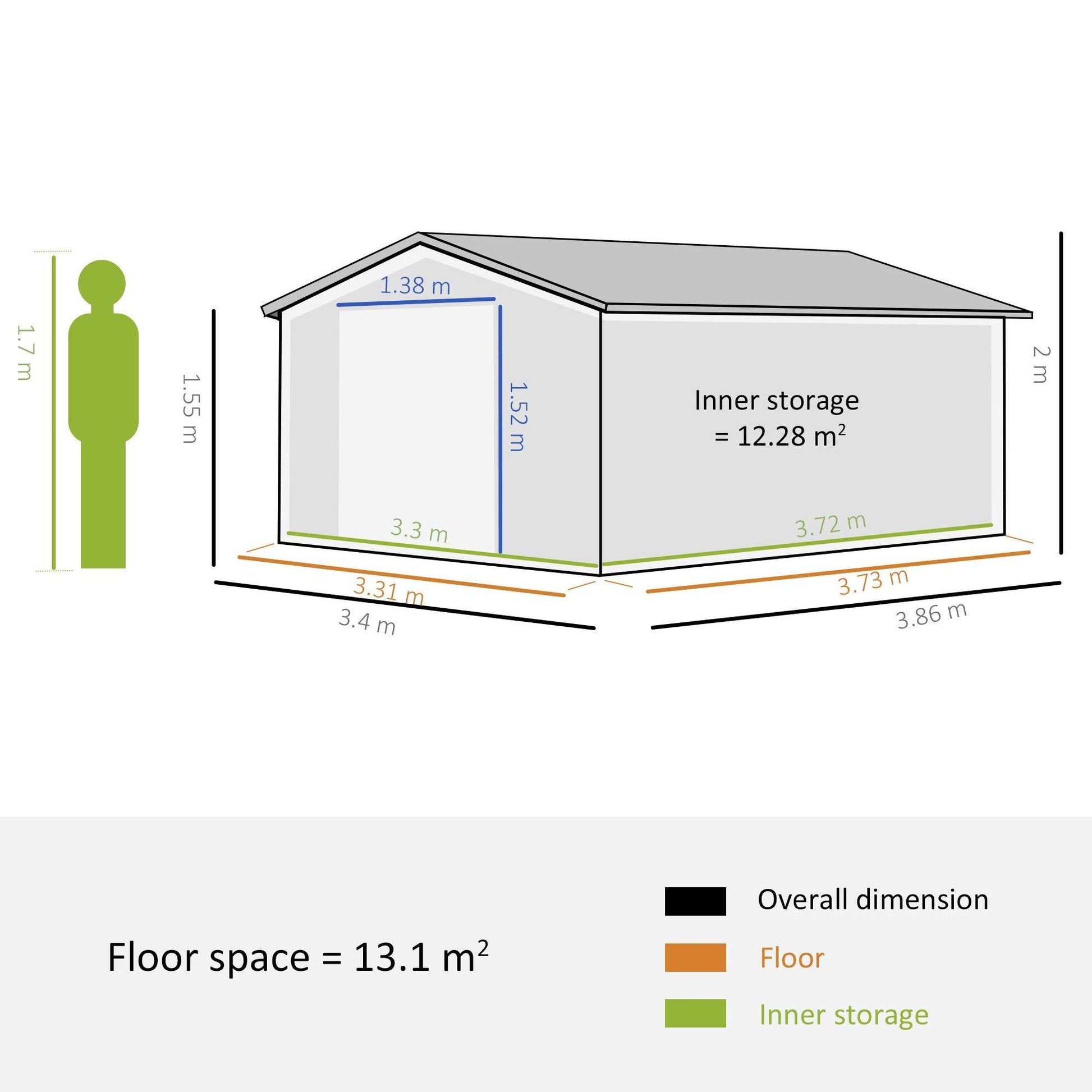 Outsunny Steel Outdoor Garden Shed - 6.5 x 11FT - Grey - ALL4U RETAILER LTD