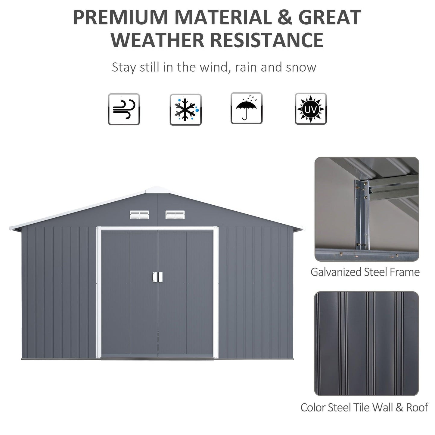 Outsunny Steel Outdoor Garden Shed - 6.5 x 11FT - Grey - ALL4U RETAILER LTD