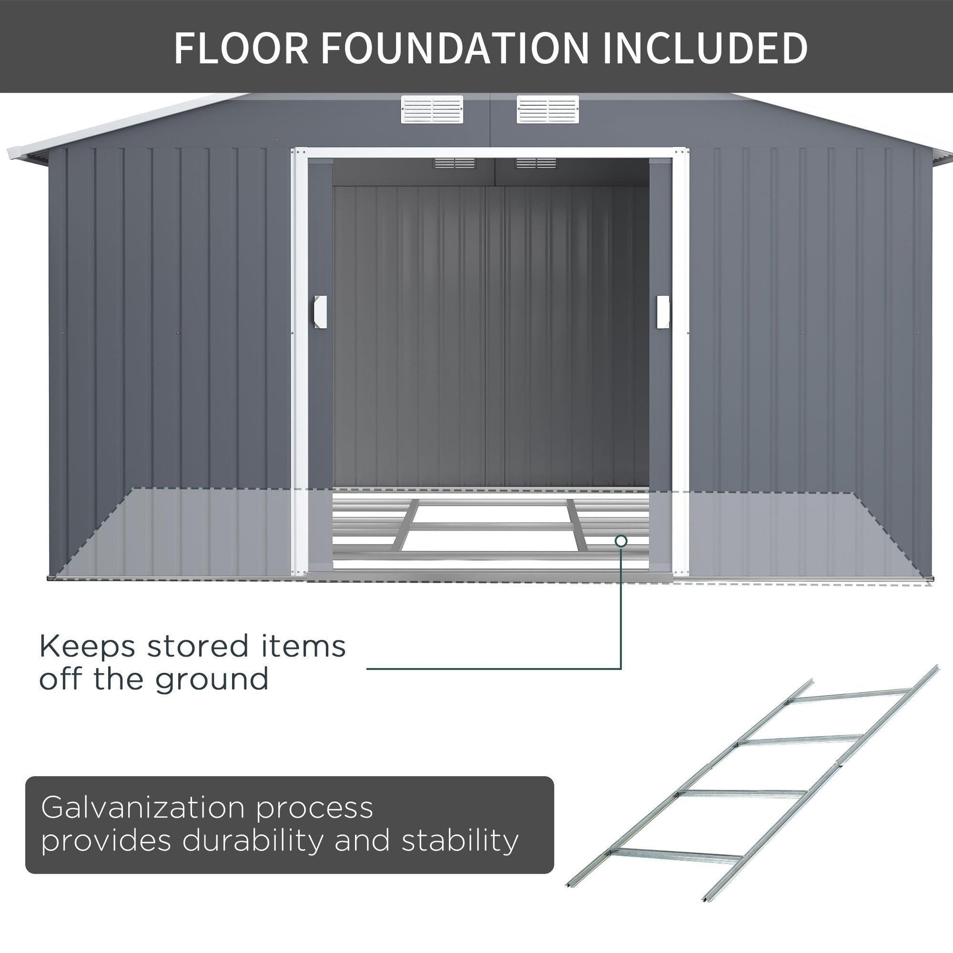 Outsunny Steel Outdoor Garden Shed - 6.5 x 11FT - Grey - ALL4U RETAILER LTD