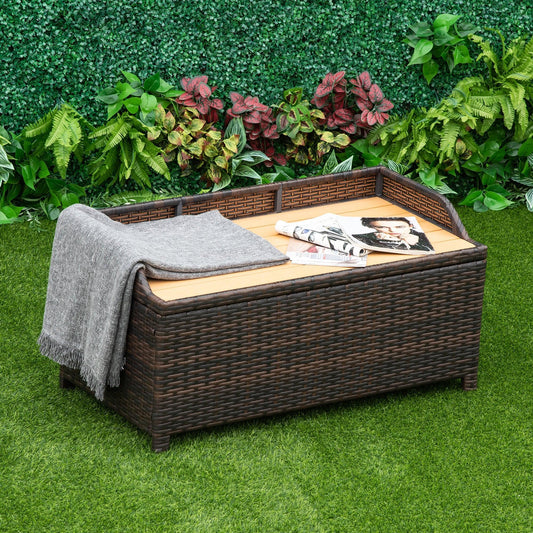 Outsunny Storage Bench Seat with Cushion - Brown - ALL4U RETAILER LTD