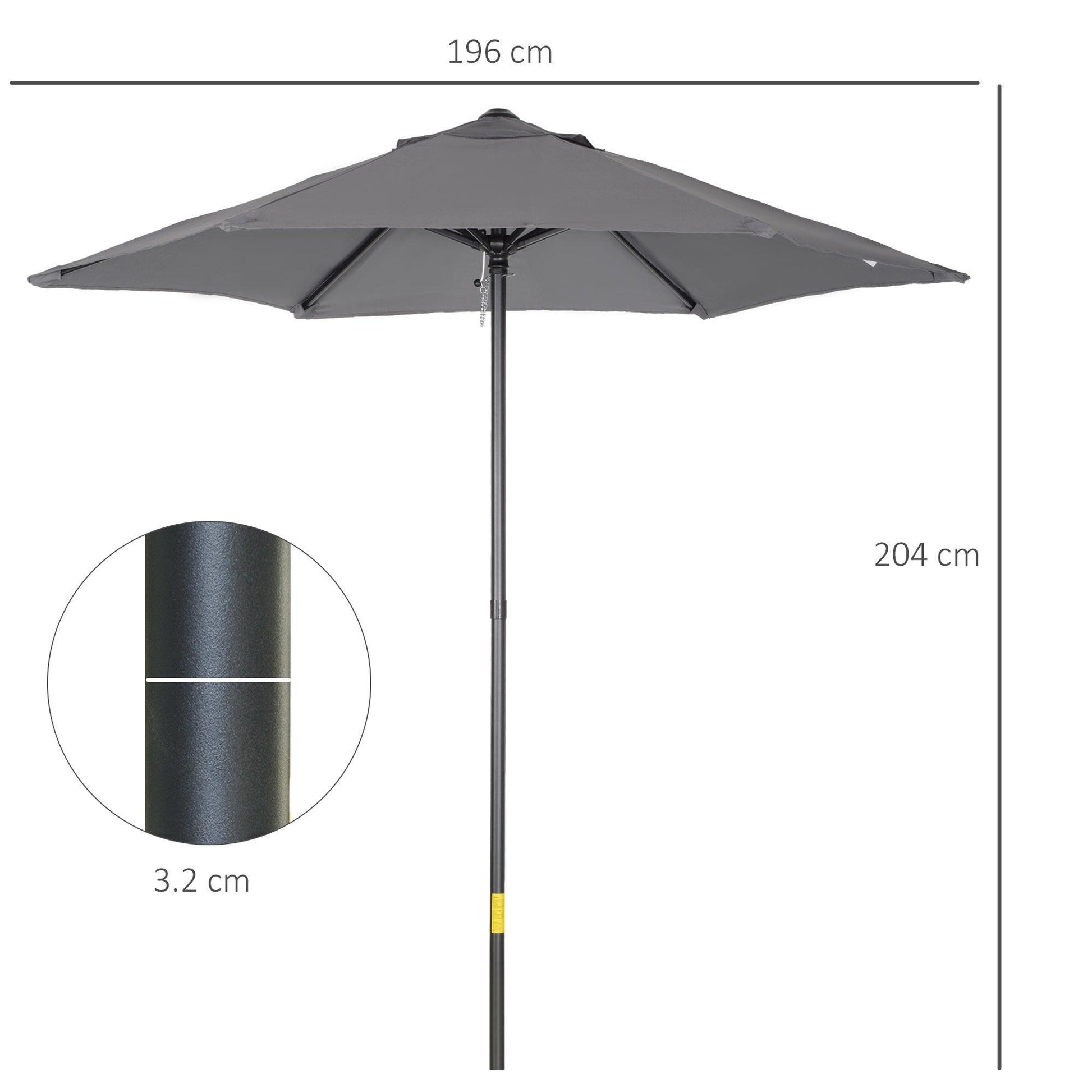 Outsunny Sturdy 2m Patio Umbrella for Outdoor Sun Shade - ALL4U RETAILER LTD