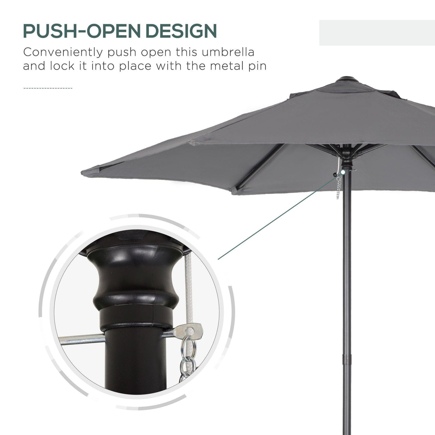 Outsunny Sturdy 2m Patio Umbrella for Outdoor Sun Shade - ALL4U RETAILER LTD