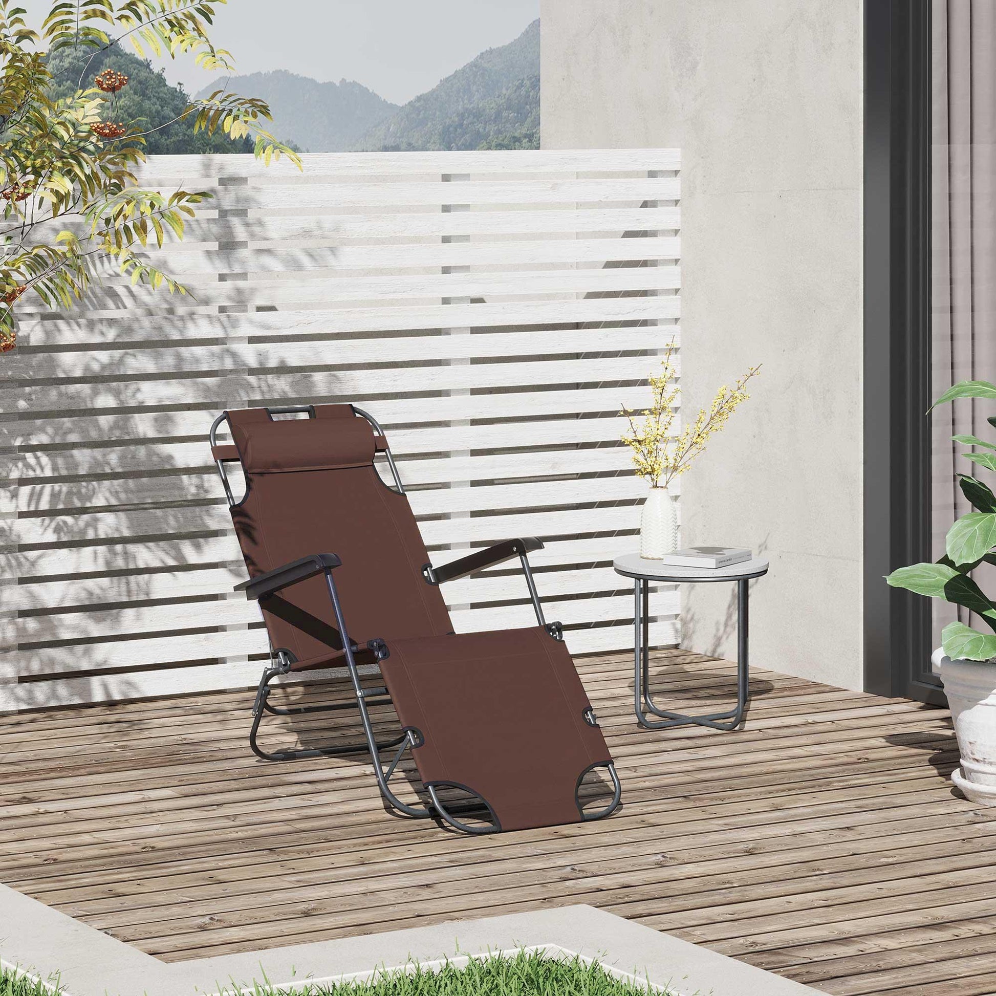 Outsunny Sun Lounger: Adjustable, Folding Chair - ALL4U RETAILER LTD