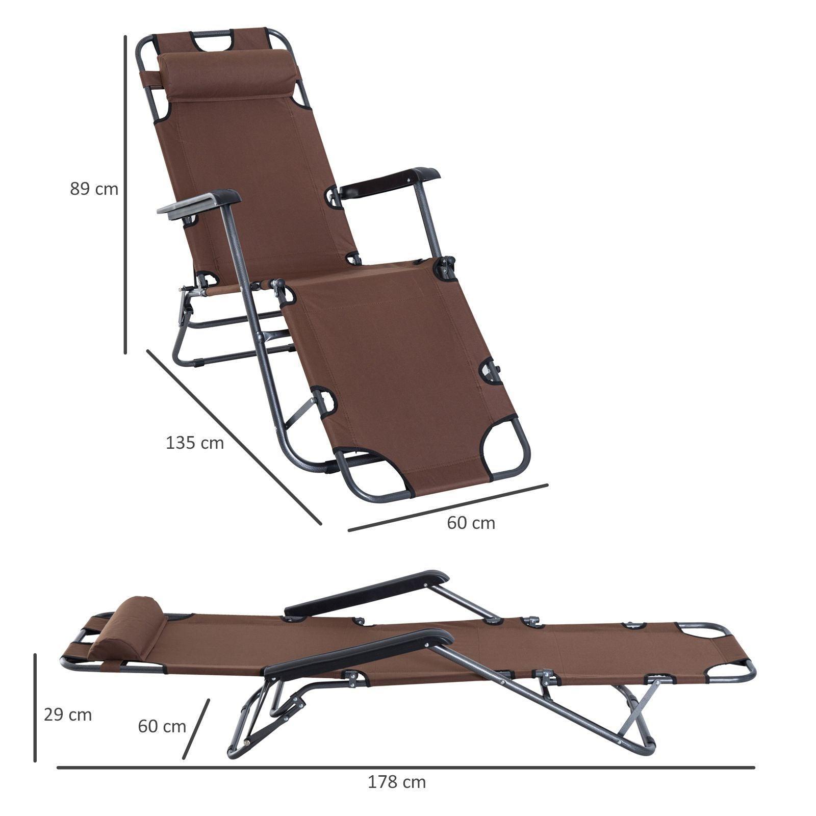 Outsunny Sun Lounger: Adjustable, Folding Chair - ALL4U RETAILER LTD