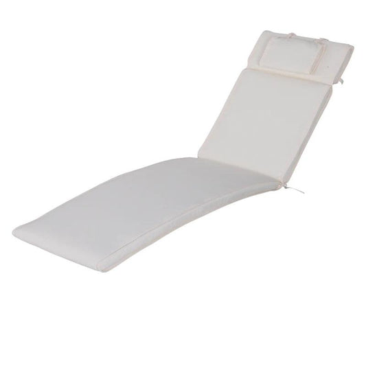 Outsunny Sun Lounger Cushion - Thick Replacement Pad, Cream - ALL4U RETAILER LTD