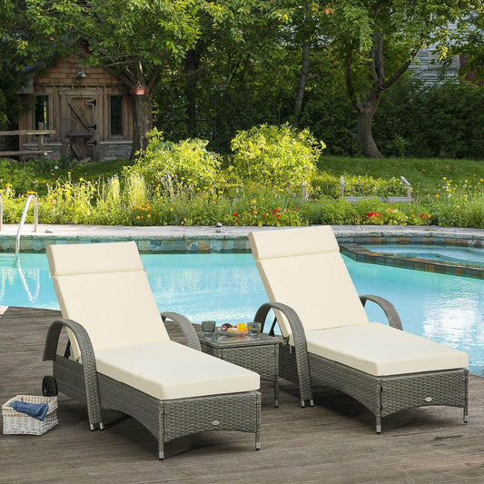 Outsunny Sun Lounger Replacement Cushions: Cream White - ALL4U RETAILER LTD