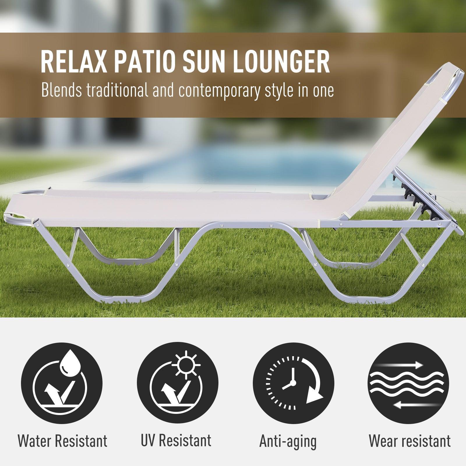 Outsunny Adjustable Sun Lounger Recliner for Pool or Sun Bathing - ALL4U RETAILER LTD