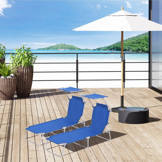 Outsunny Sun Lounger Set: Foldable with Canopy - ALL4U RETAILER LTD