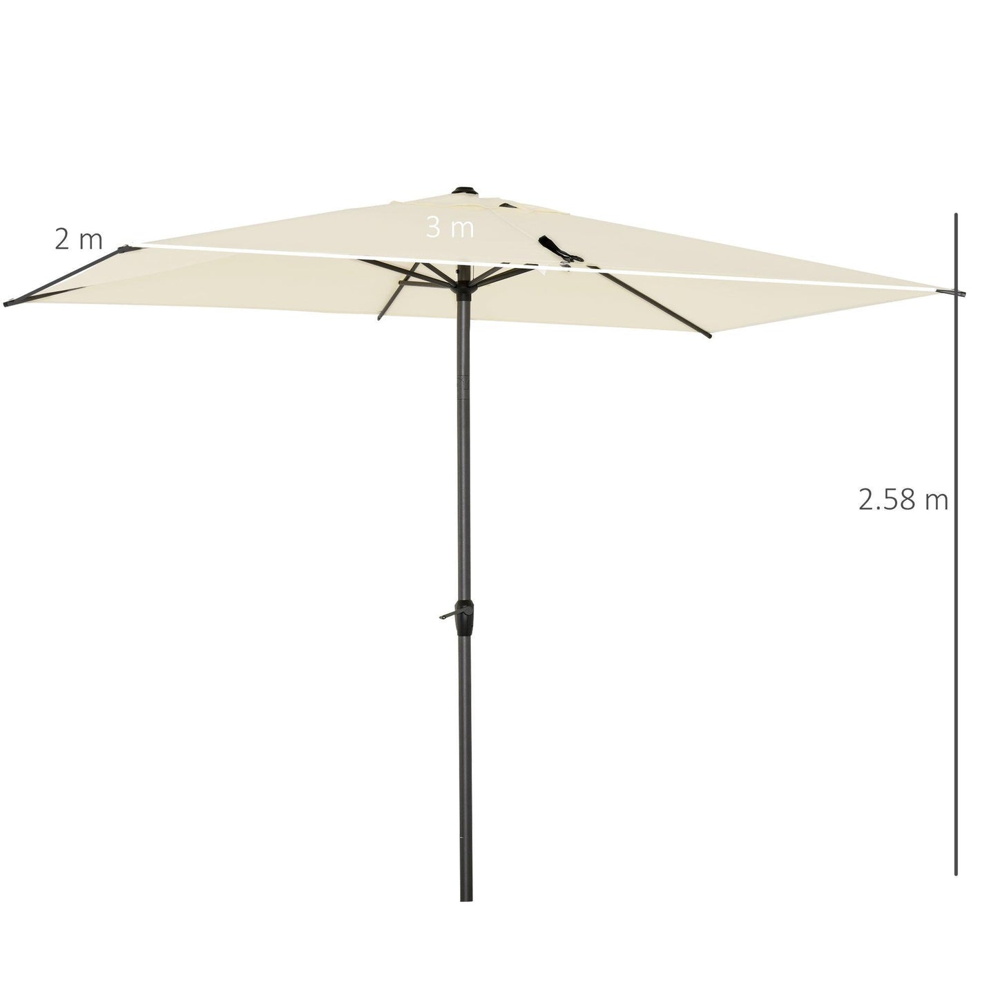 Outsunny Sun Parasol Umbrella - Beige - ALL4U RETAILER LTD