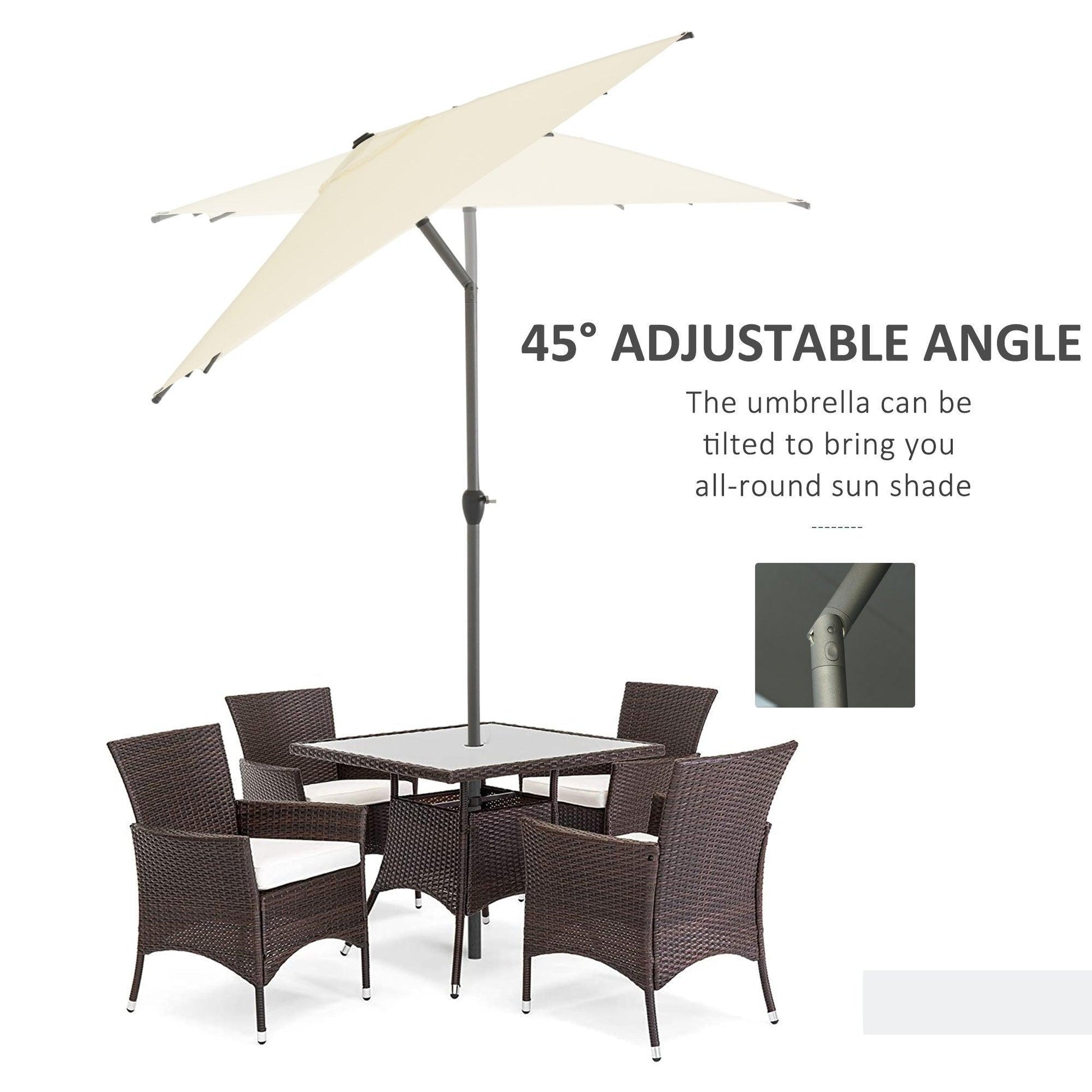 Outsunny Sun Parasol Umbrella - Beige - ALL4U RETAILER LTD