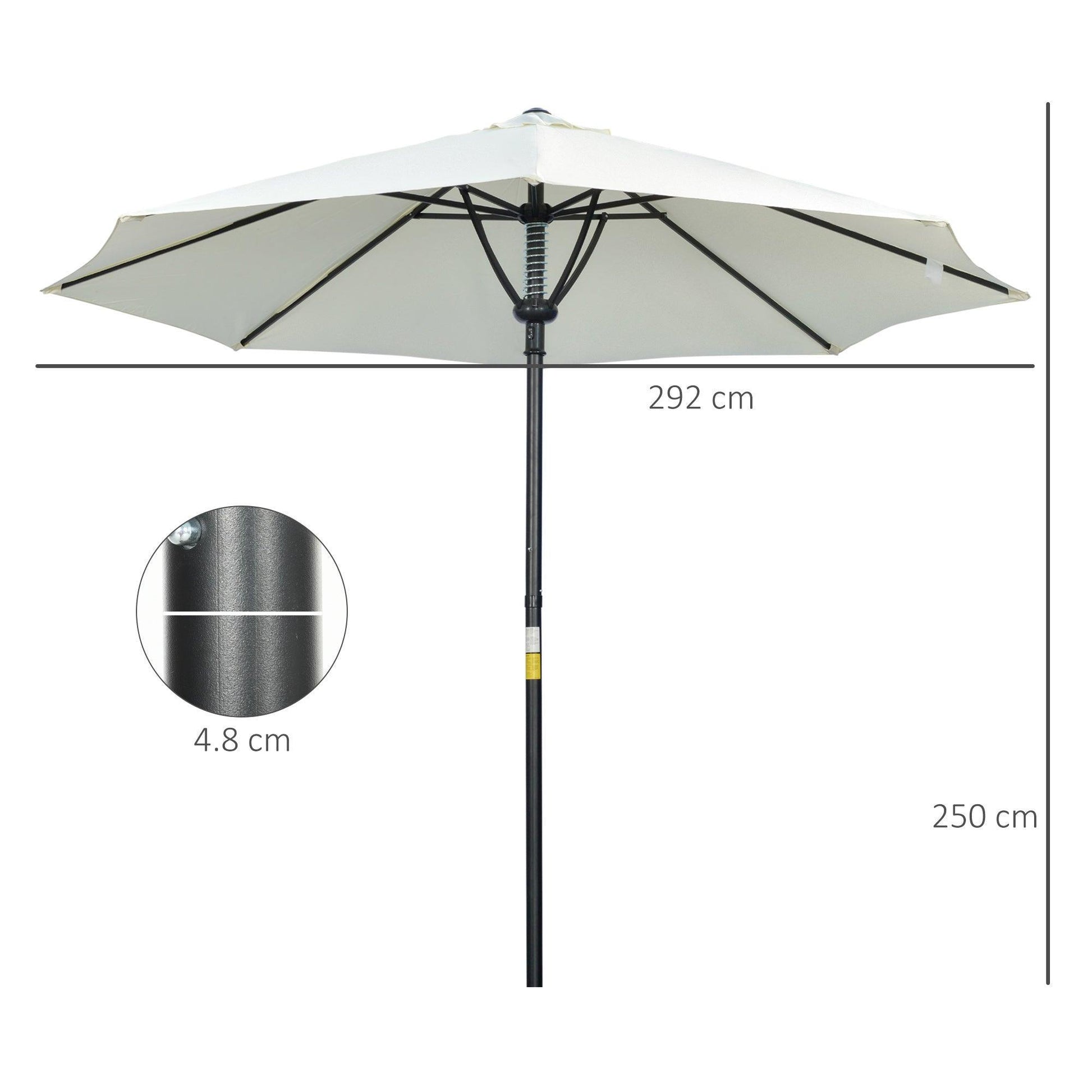 Outsunny Sun Shade Umbrella: Cream, 8 Ribs - ALL4U RETAILER LTD