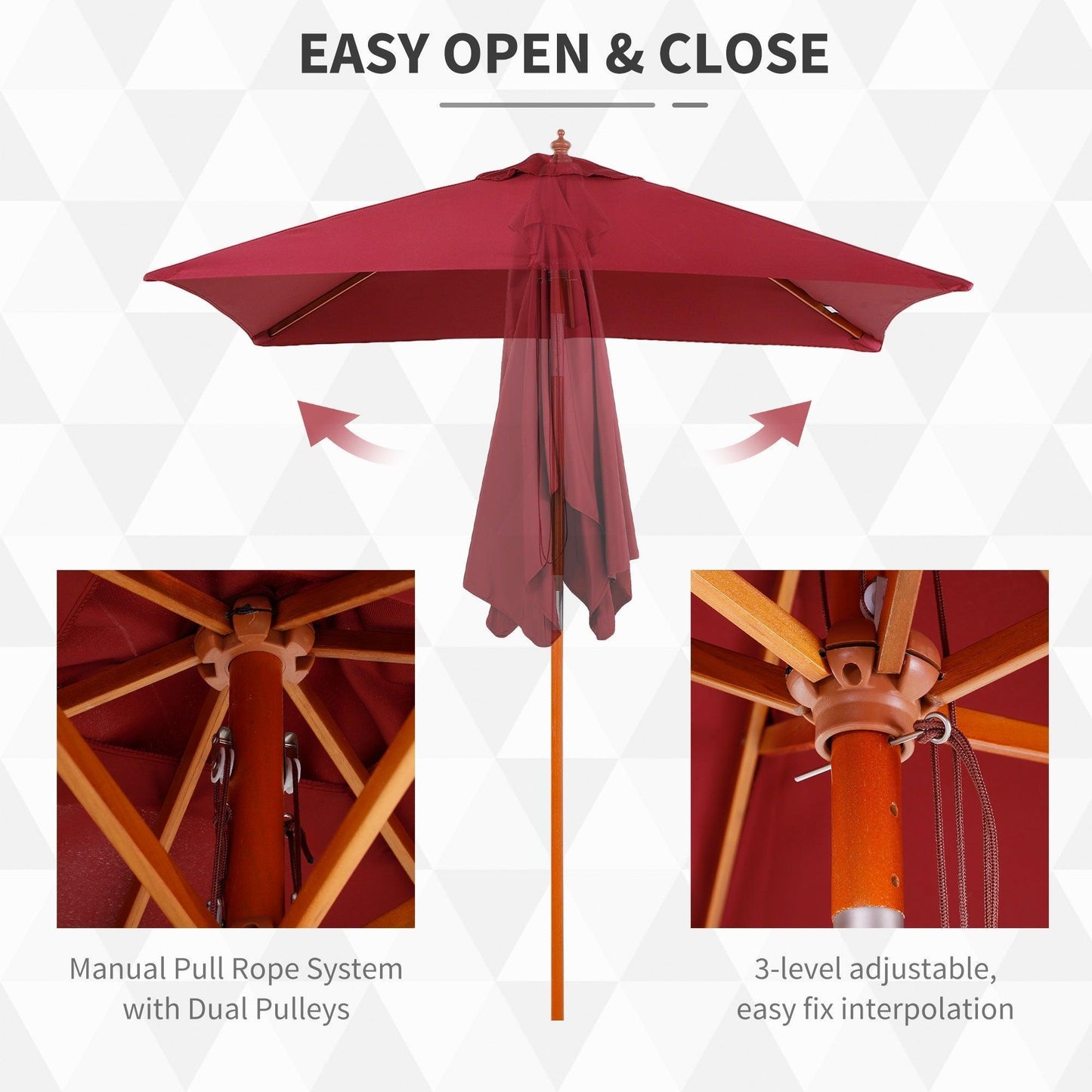 Outsunny Sun Umbrella 2 x 1.5m Patio Garden Shade - ALL4U RETAILER LTD