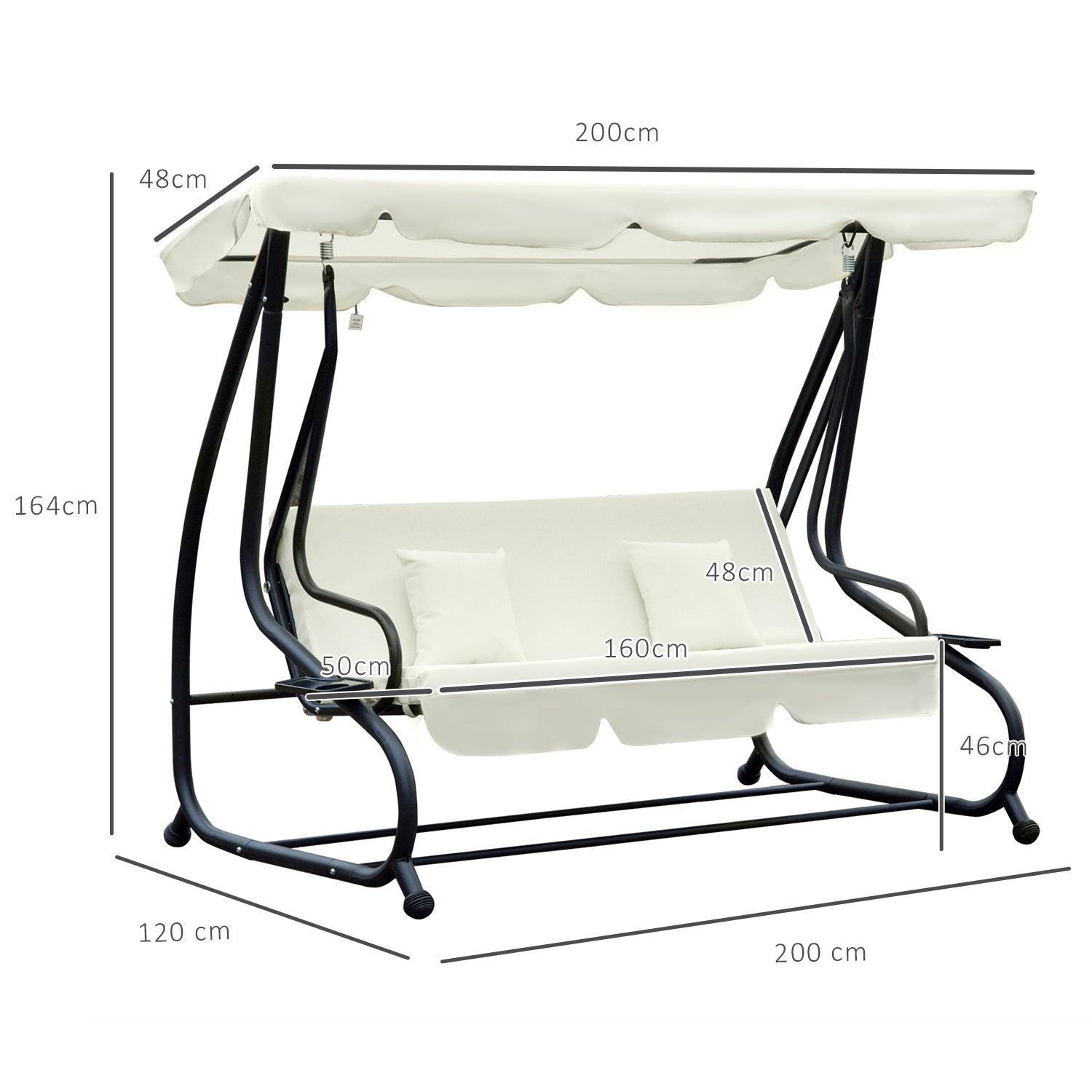 Outsunny Swing Chair Bed with Canopy & Cushions - ALL4U RETAILER LTD