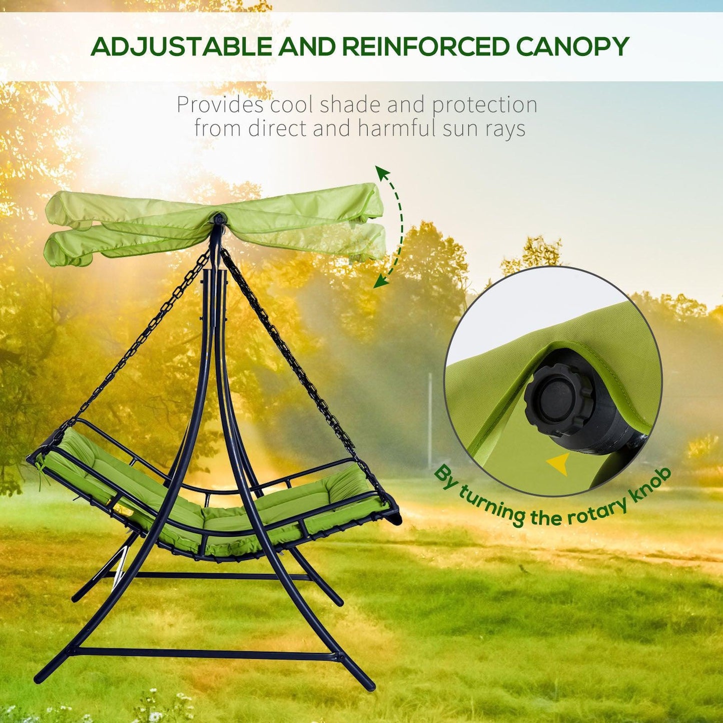 Outsunny Swing Chair - Green Hammock Seat - ALL4U RETAILER LTD