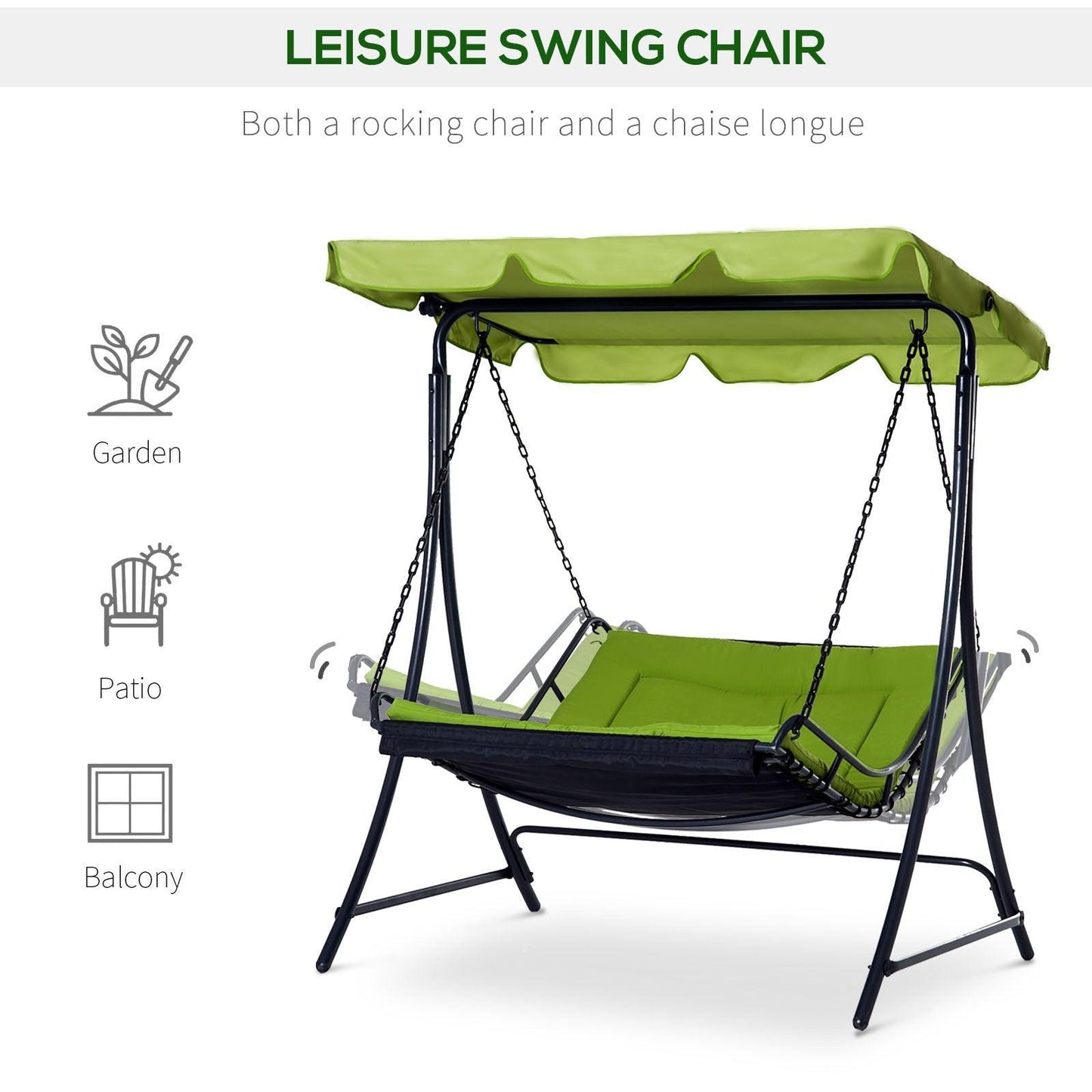 Outsunny Swing Chair - Green Hammock Seat - ALL4U RETAILER LTD