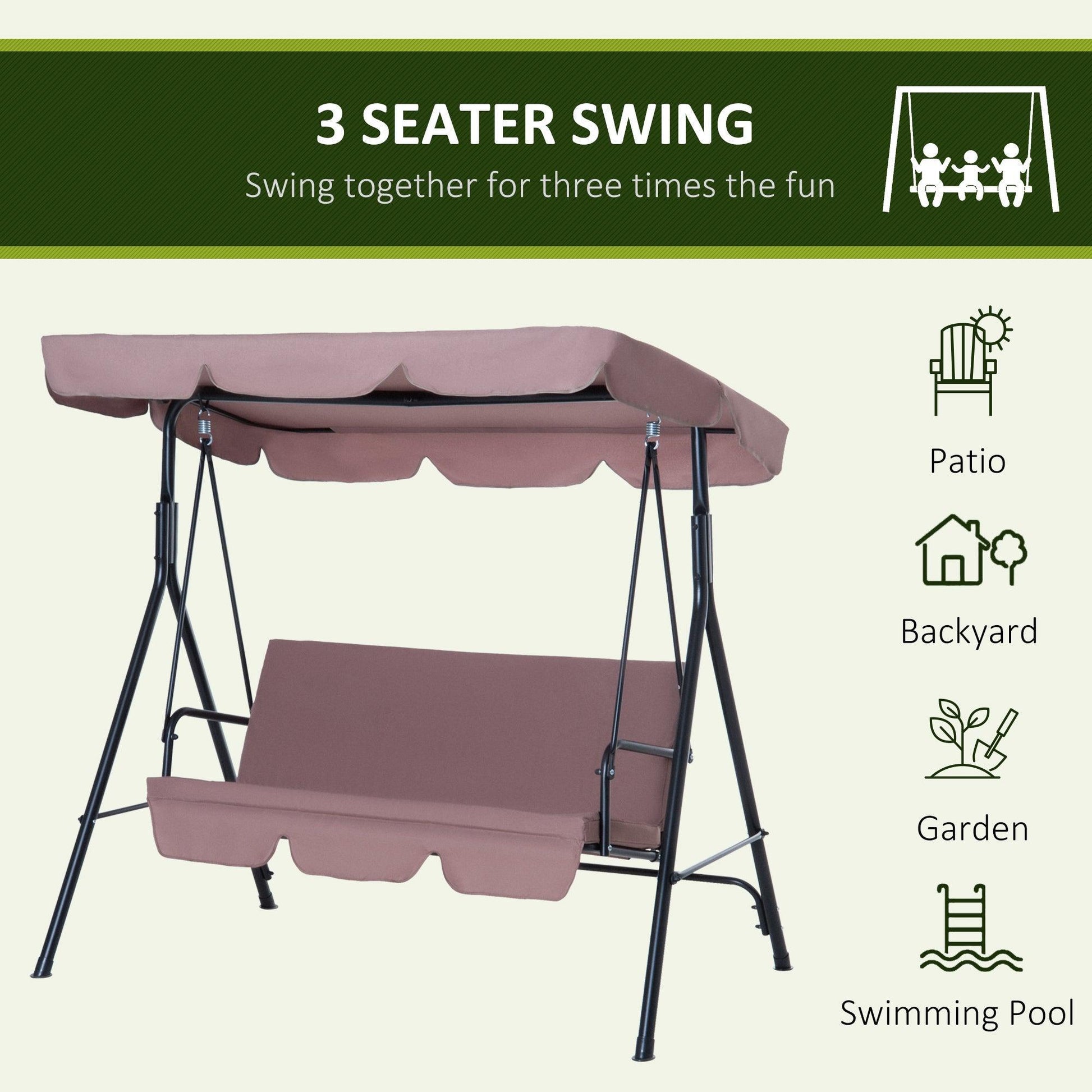 Outsunny Swing Chair with Canopy - Brown - ALL4U RETAILER LTD