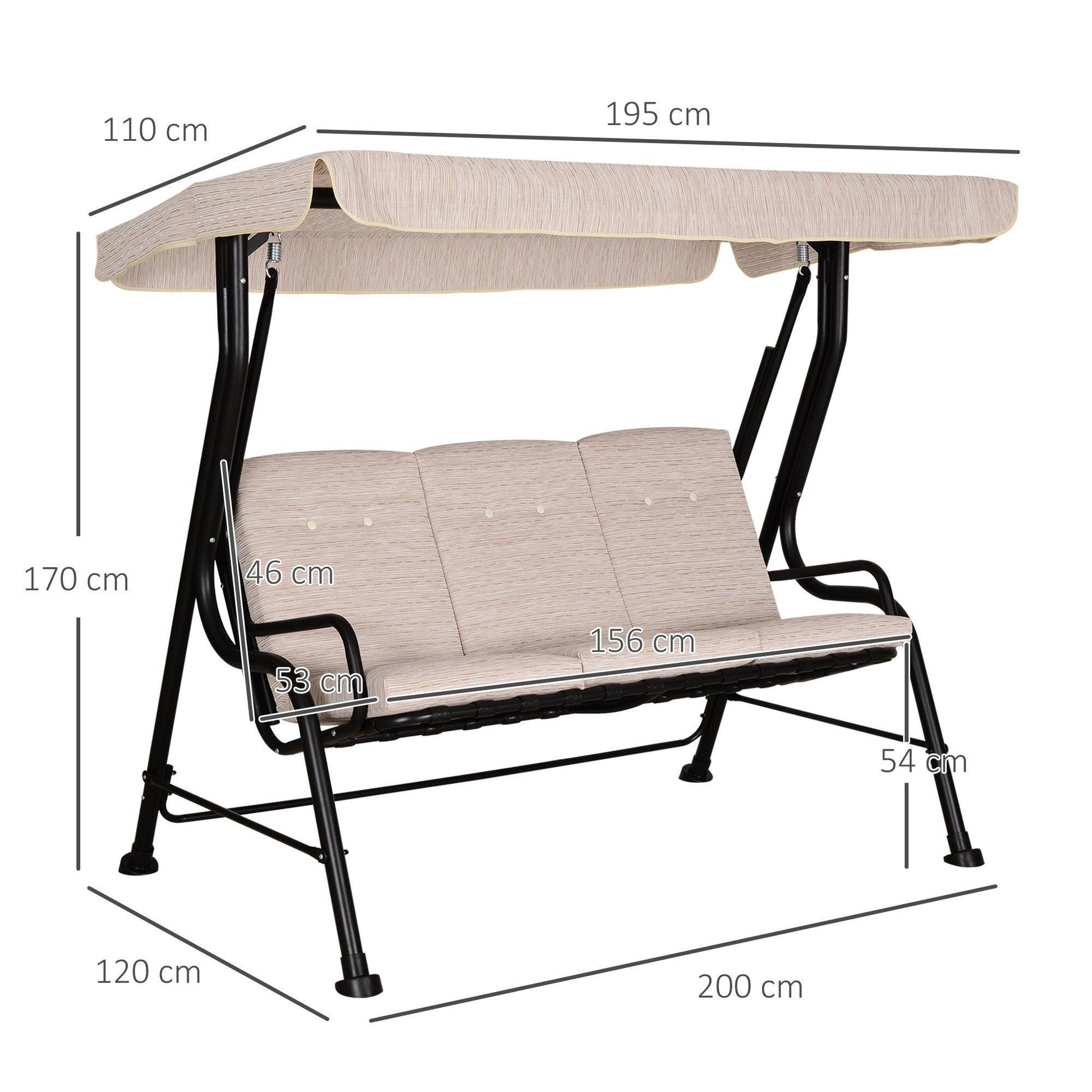 Outsunny Swing Chair with Canopy for Enhanced Comfort - ALL4U RETAILER LTD