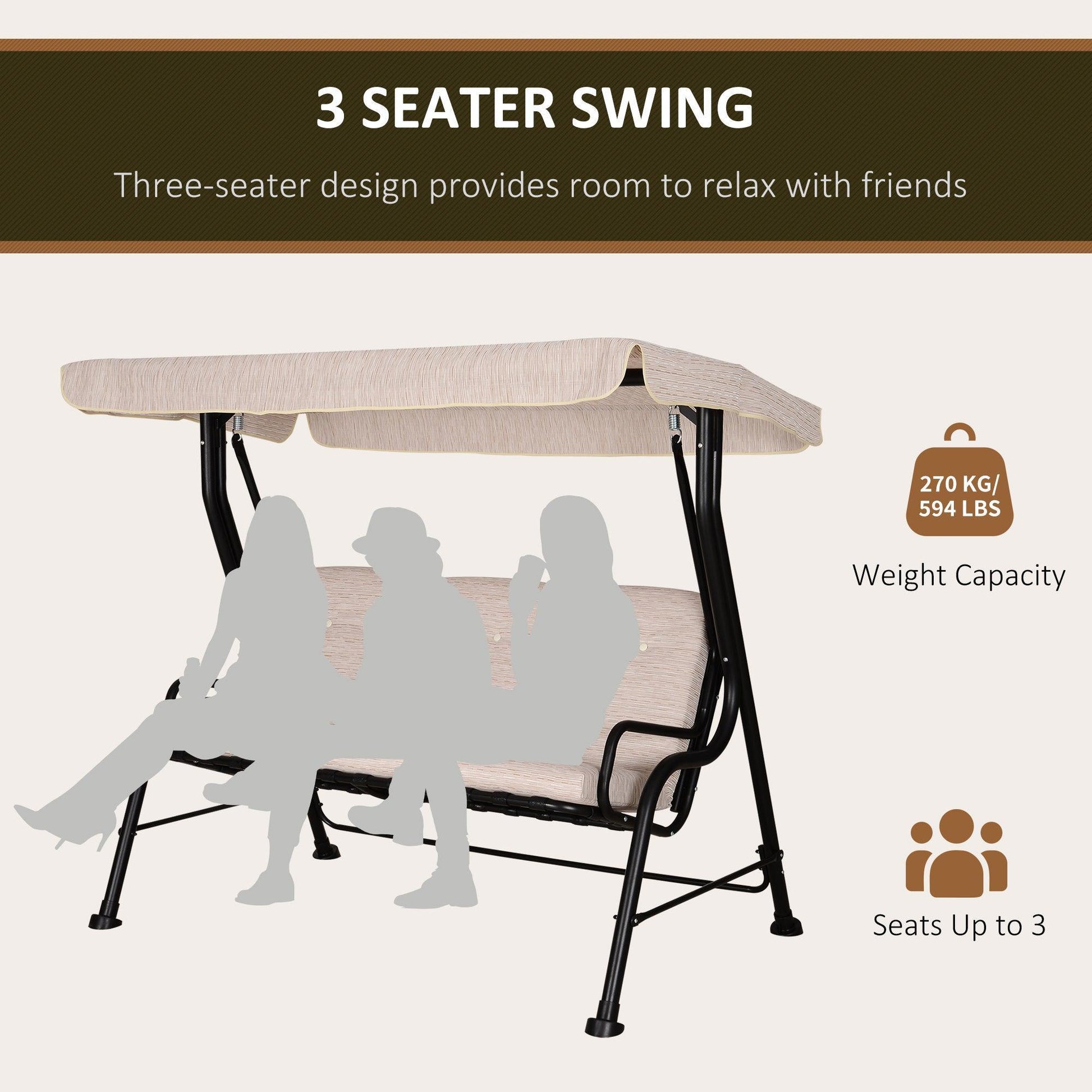 Outsunny Swing Chair with Canopy for Enhanced Comfort - ALL4U RETAILER LTD