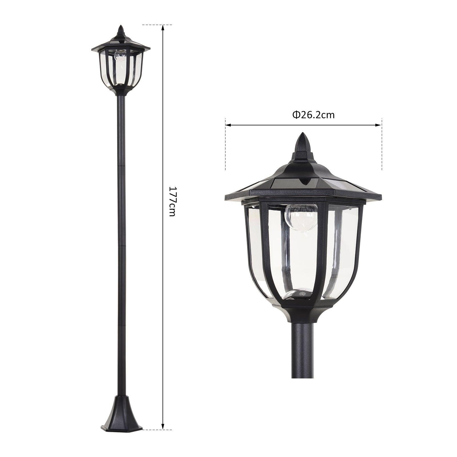 Outsunny Tall Black Solar LED Lamp Post for Gardens - ALL4U RETAILER LTD