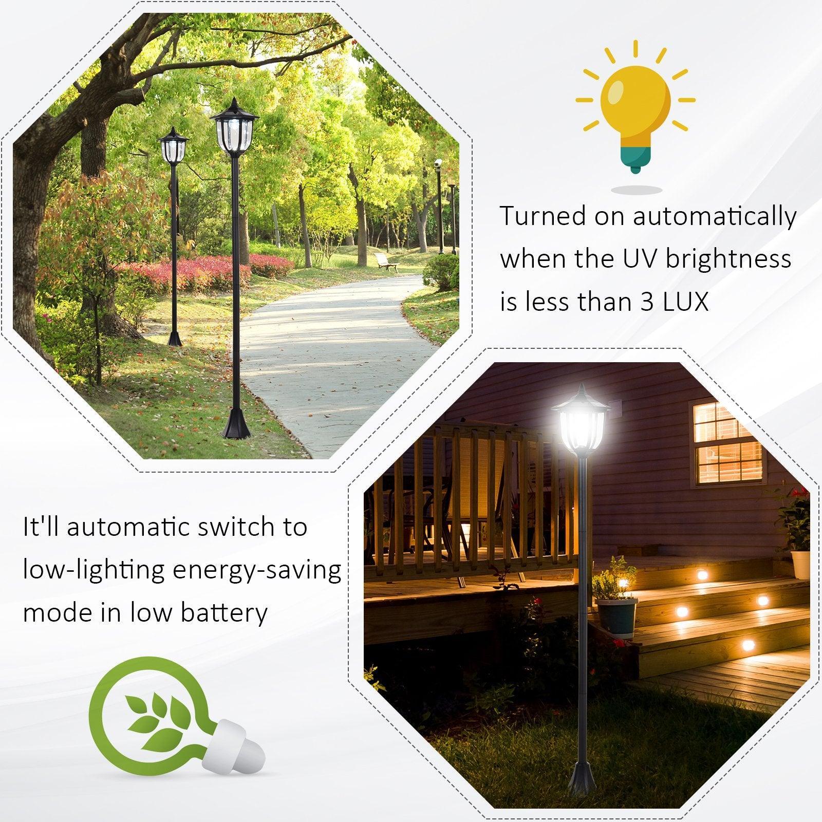 Outsunny Tall Black Solar LED Lamp Post for Gardens - ALL4U RETAILER LTD